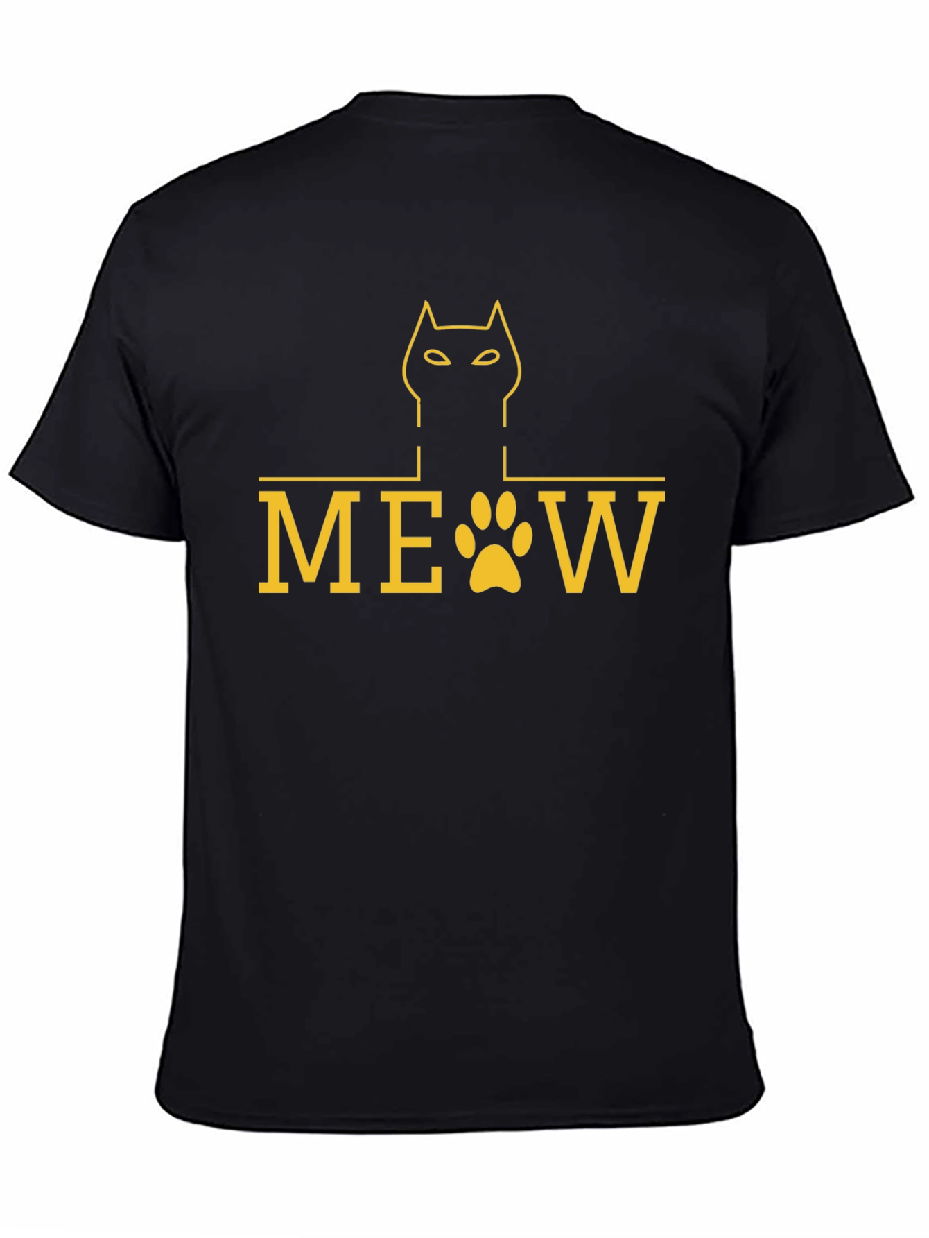 Black Meow Cat Paw Print Graphic Tee view 4