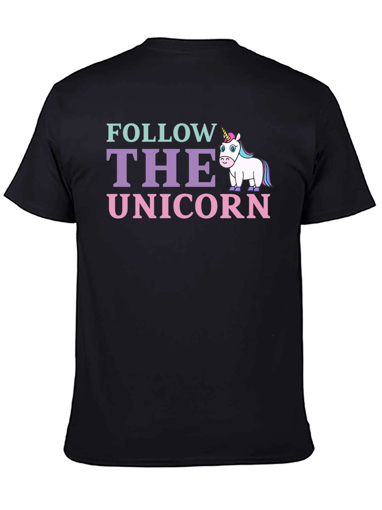 Black Follow The Unicorn Graphic T-Shirt view 4