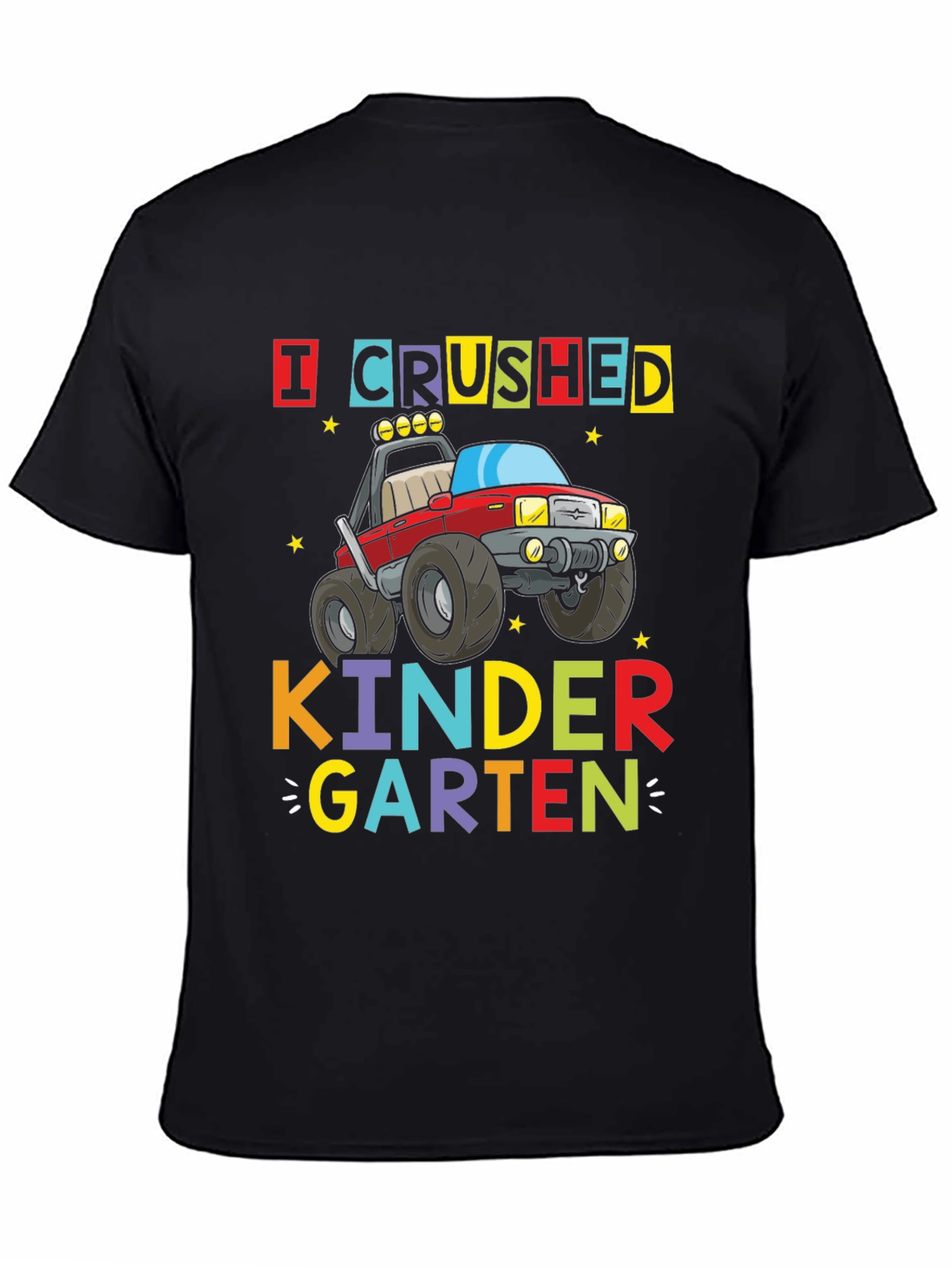 Black Crushed Kindergarten Monster Truck Graphic Tee view 4