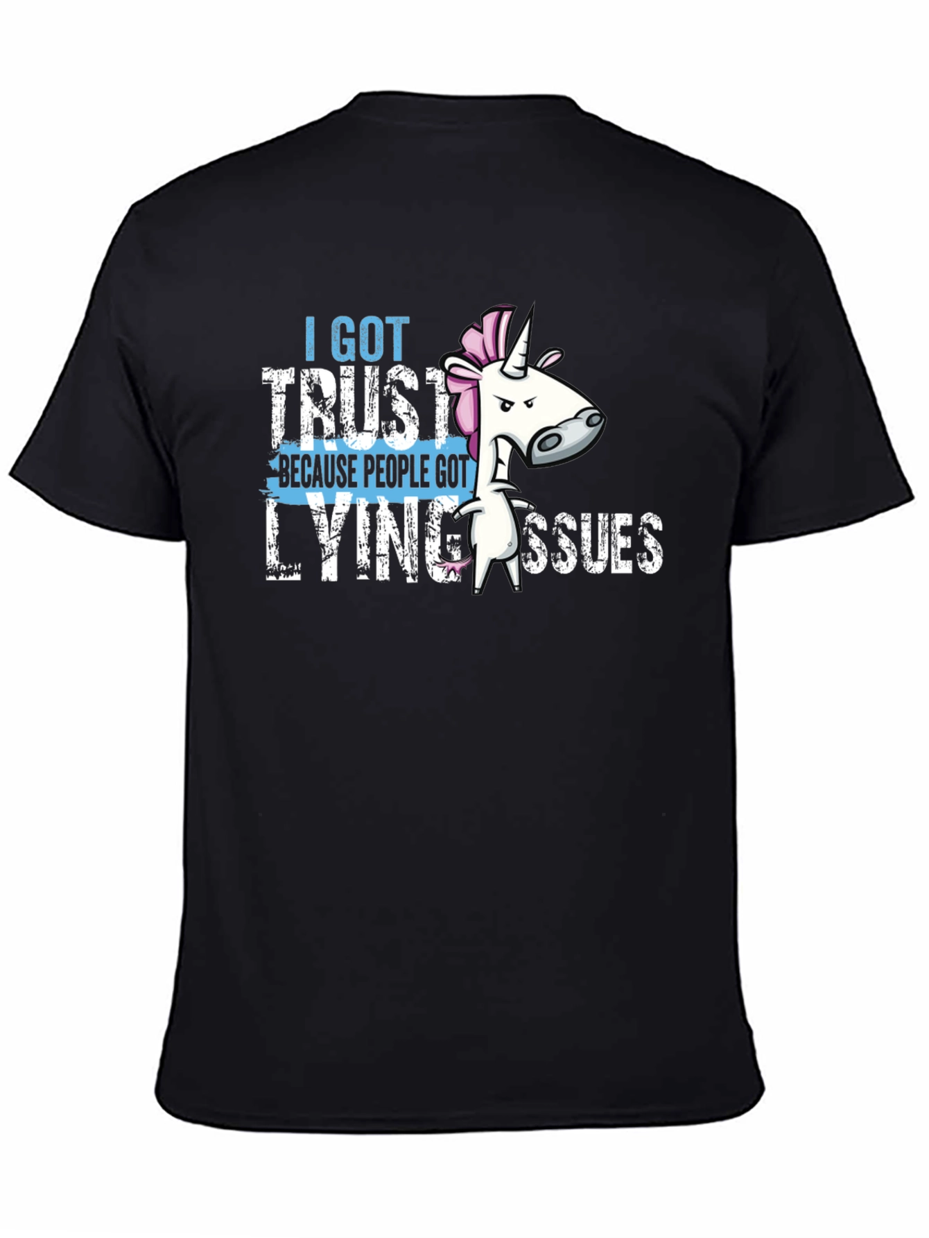 Black Trust Issues Graphic T-Shirt - Funny Unicorn Tee view 4