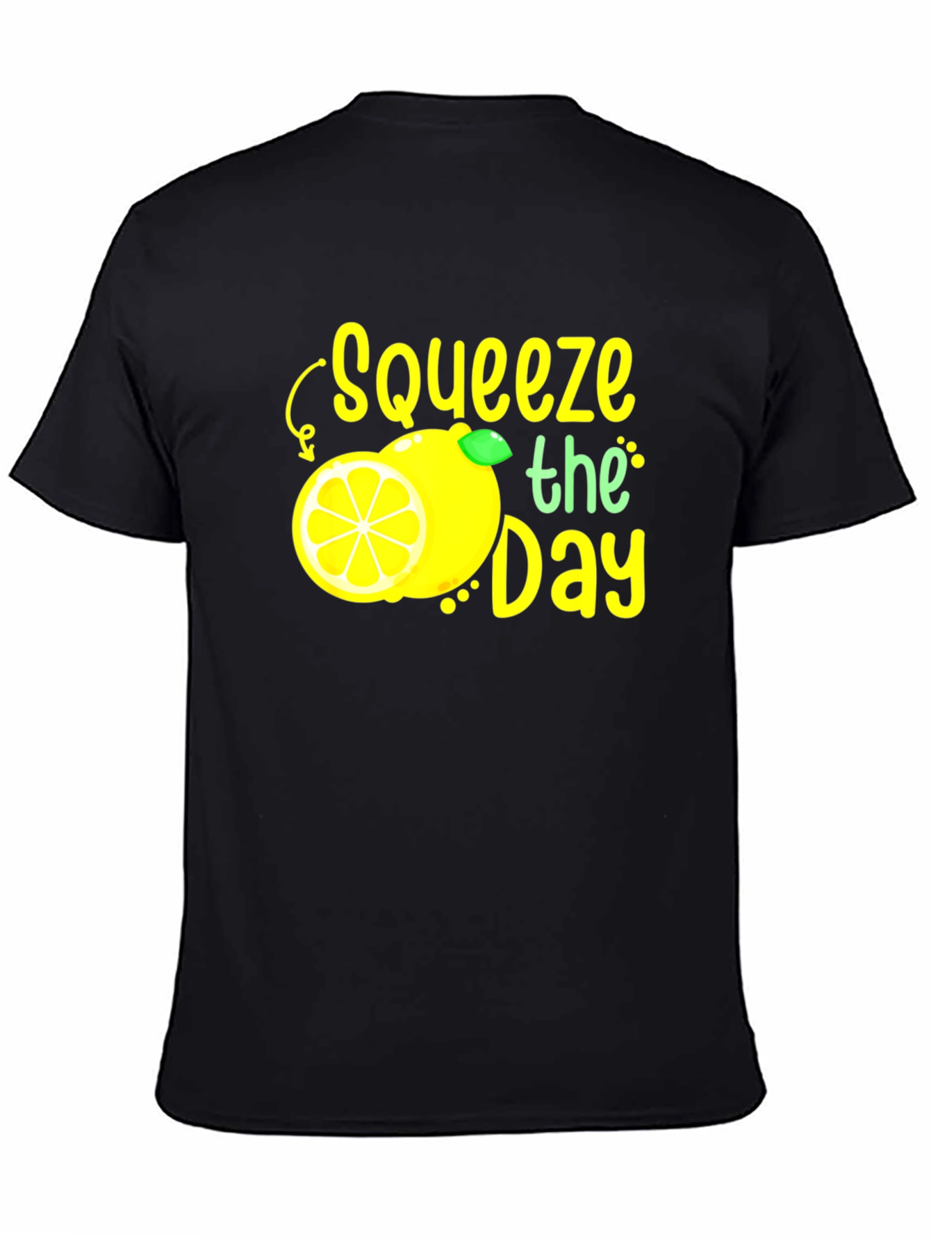 Black Squeeze the Day Graphic Tee - Black Cotton T-Shirt view 4