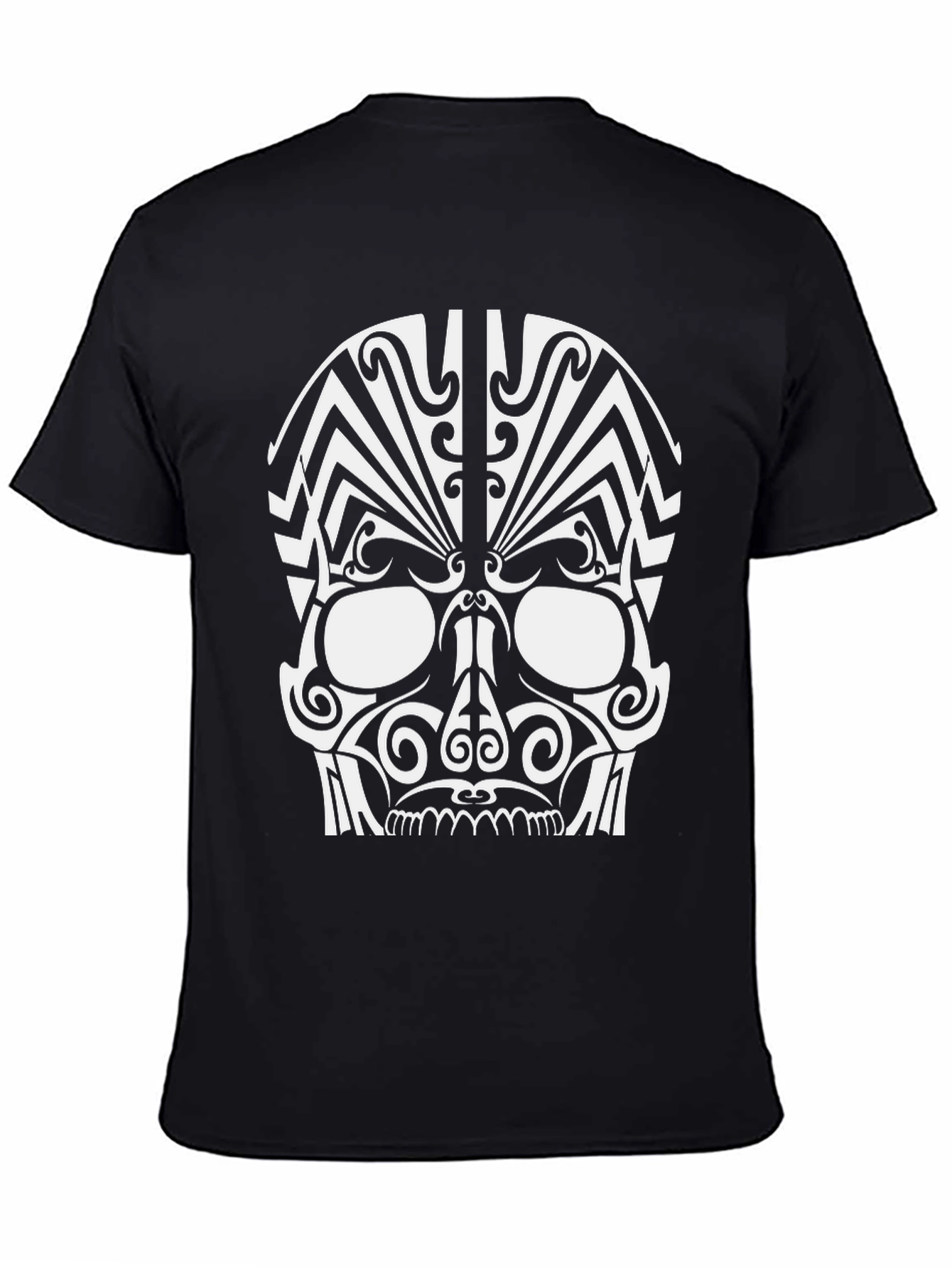 Black Tribal Skull Graphic Black T-Shirt view 4