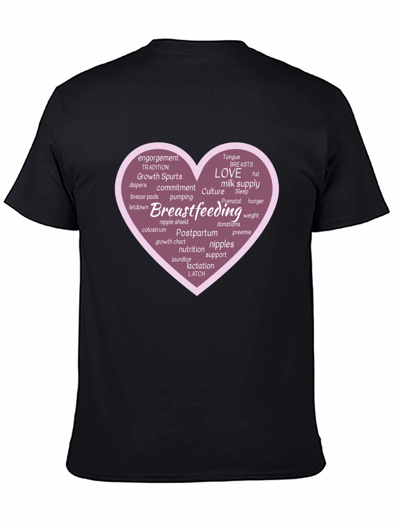 Black Breastfeeding Love Heart Graphic Tee view 4