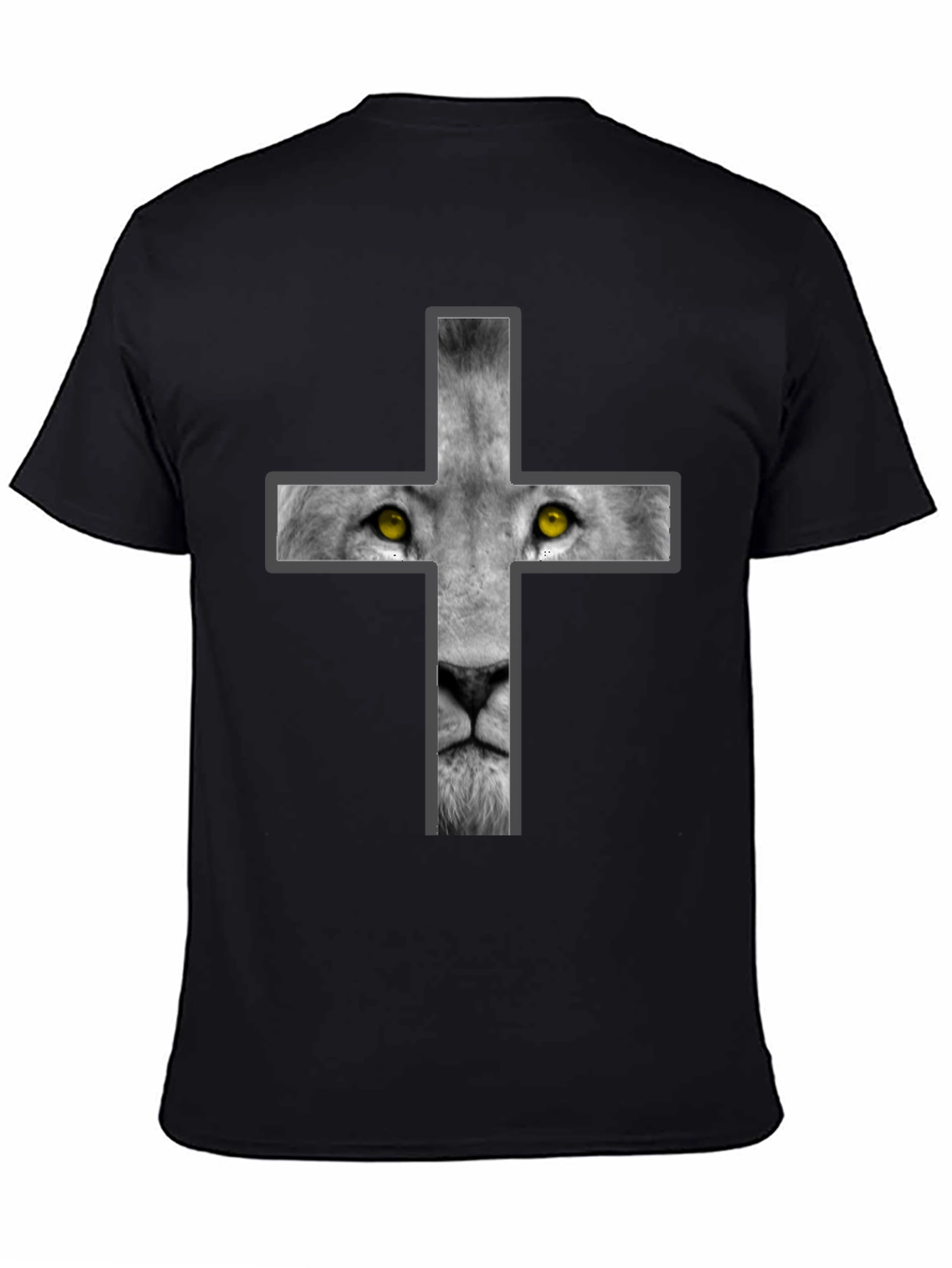 Black Lion Cross Graphic Tee - Black Cotton Blend view 4