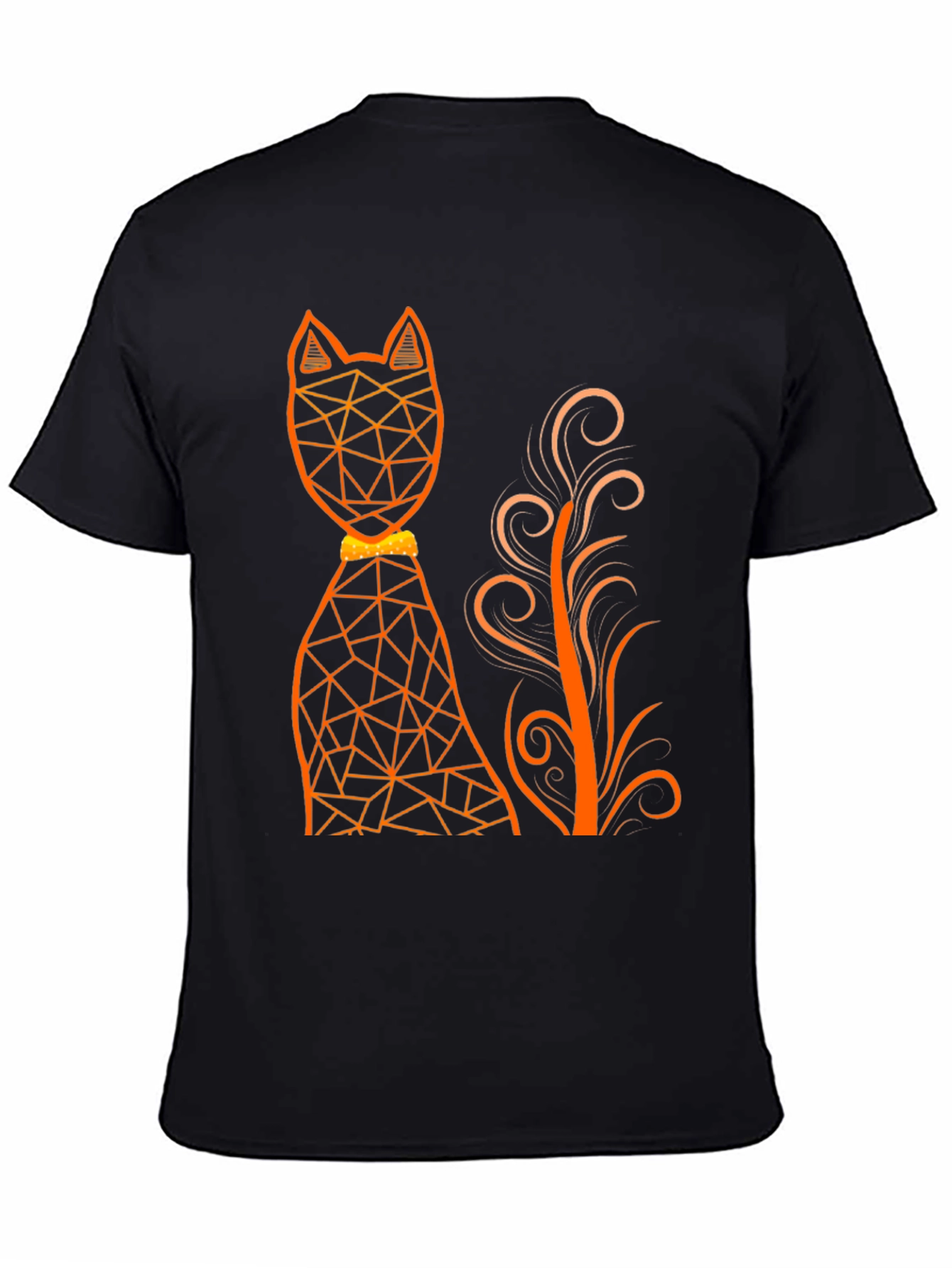 Black Geometric Cat Graphic Tee - Modern Art T-Shirt view 4