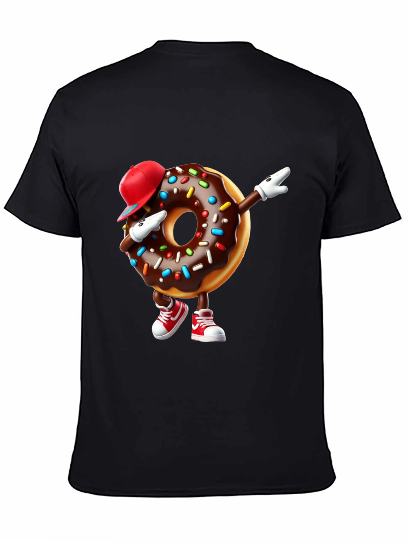 Black Dabbing Donut T-Shirt - Fun Foodie Fashion view 4