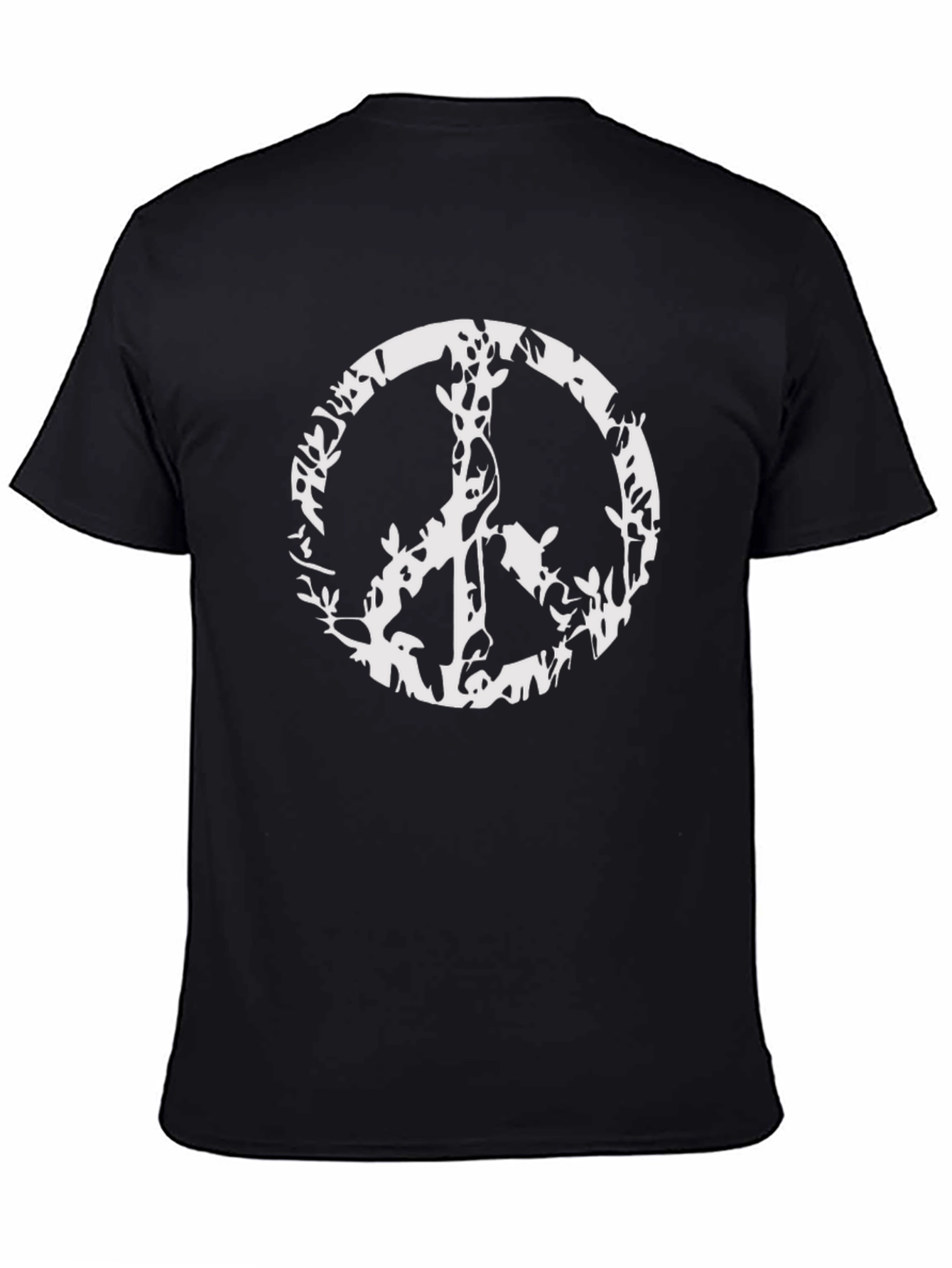 Black Peace Sign Graphic Tee - Black Cotton Blend view 4