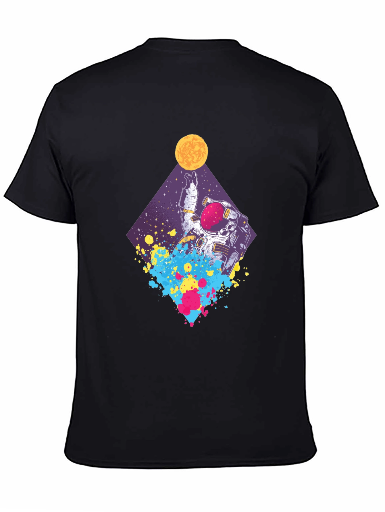 Black Astronaut Space Art T-Shirt - Black view 4