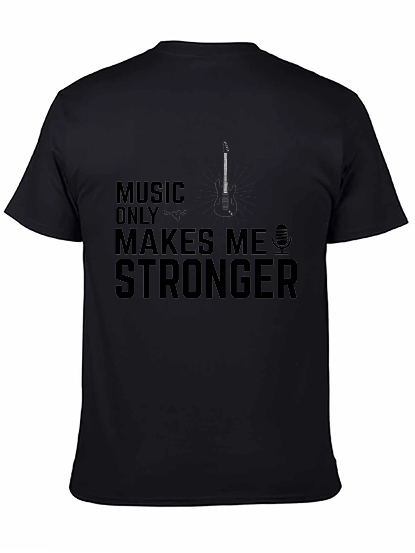Black Music Makes Me Stronger Black Graphic T-Shirt view 4