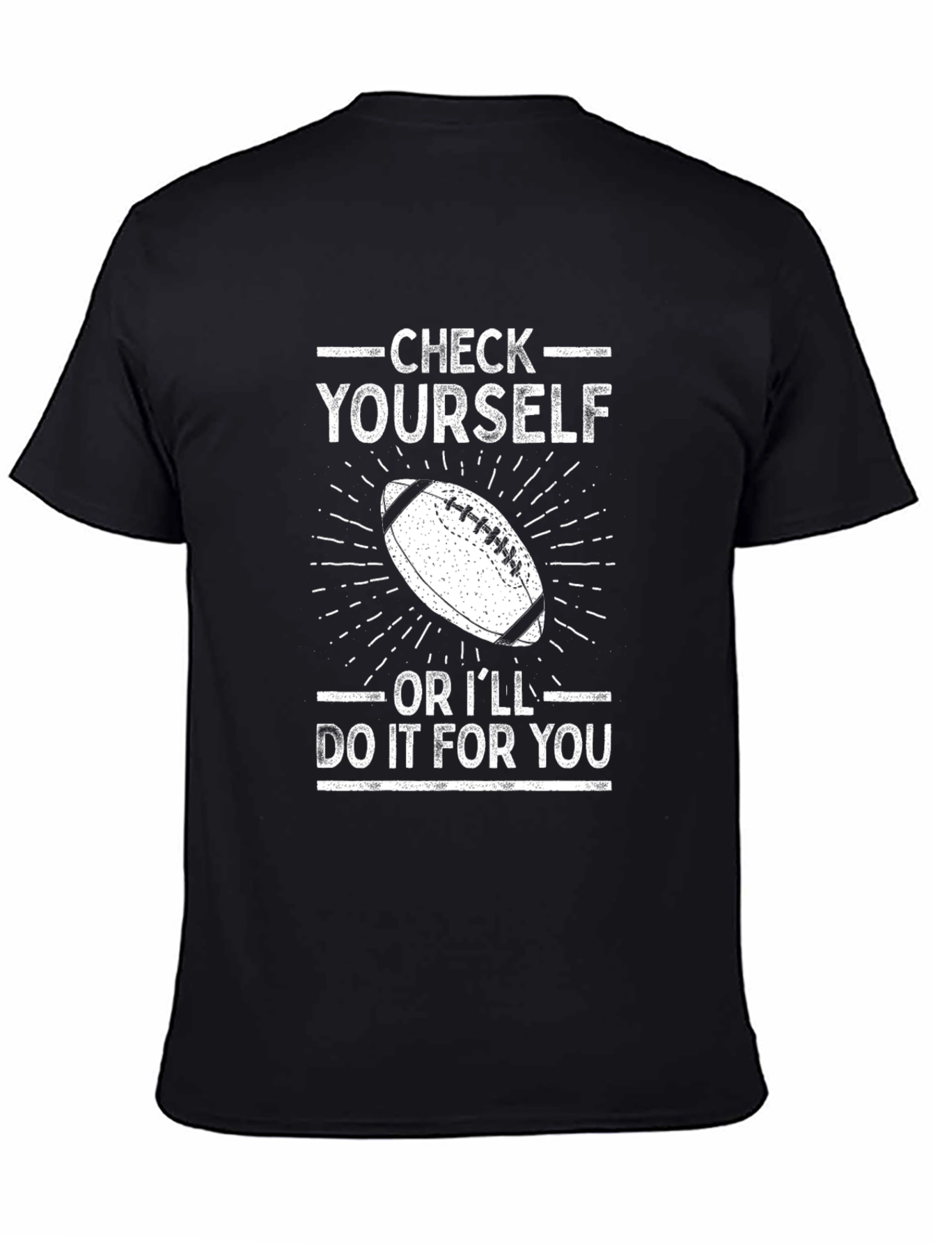 Black Check Yourself Football Graphic Tee view 4