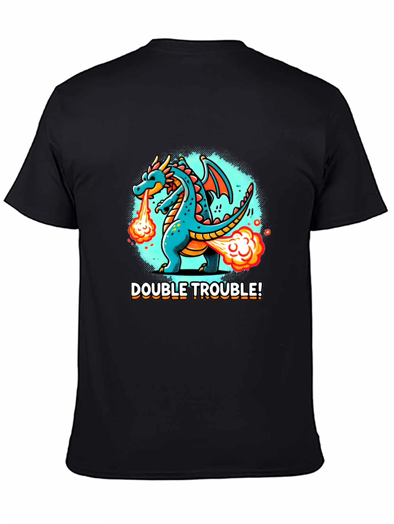 Black Double Trouble Dragon Graphic Tee - Black view 4