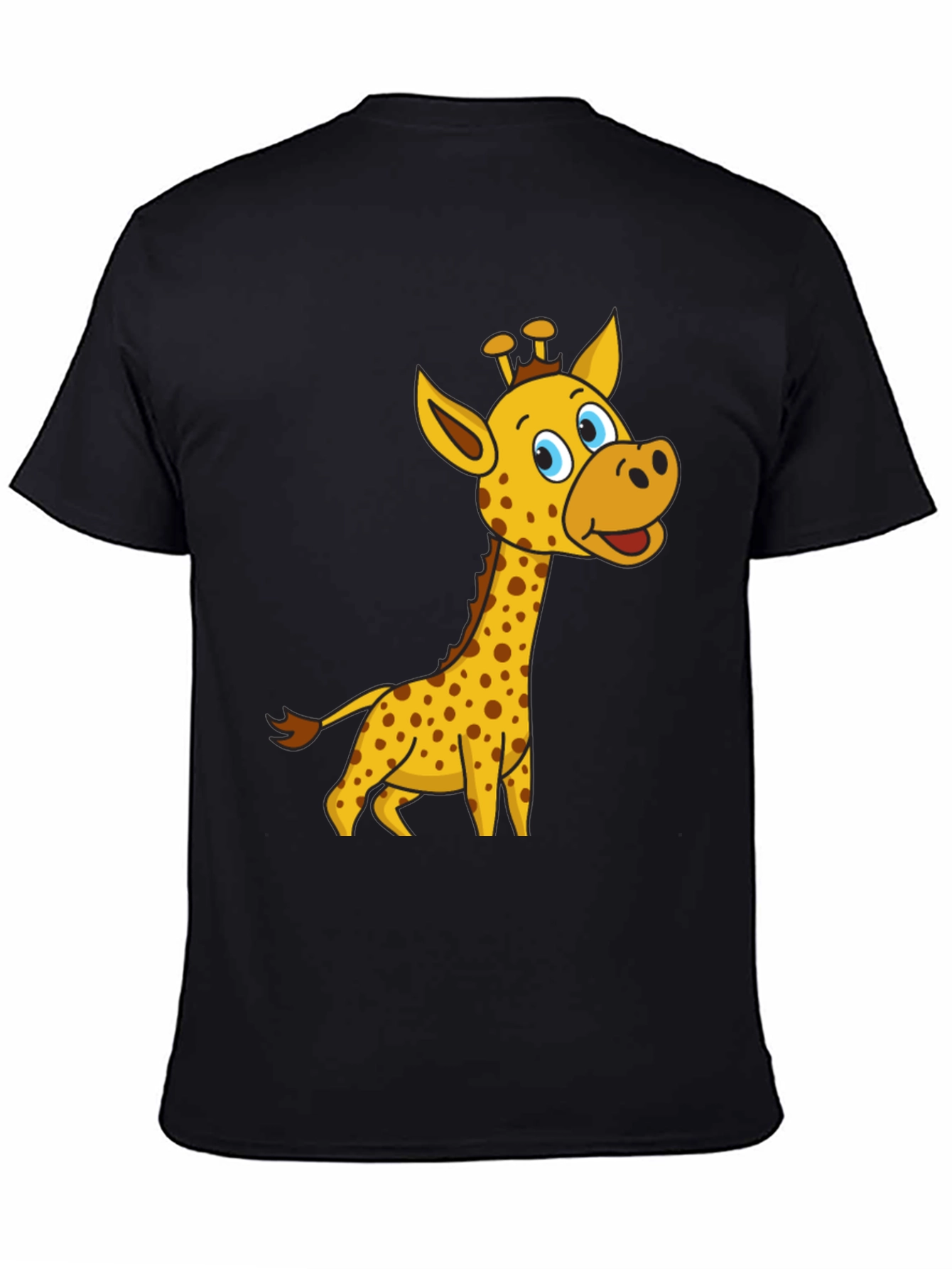 Black Cartoon Giraffe Black T-Shirt view 4