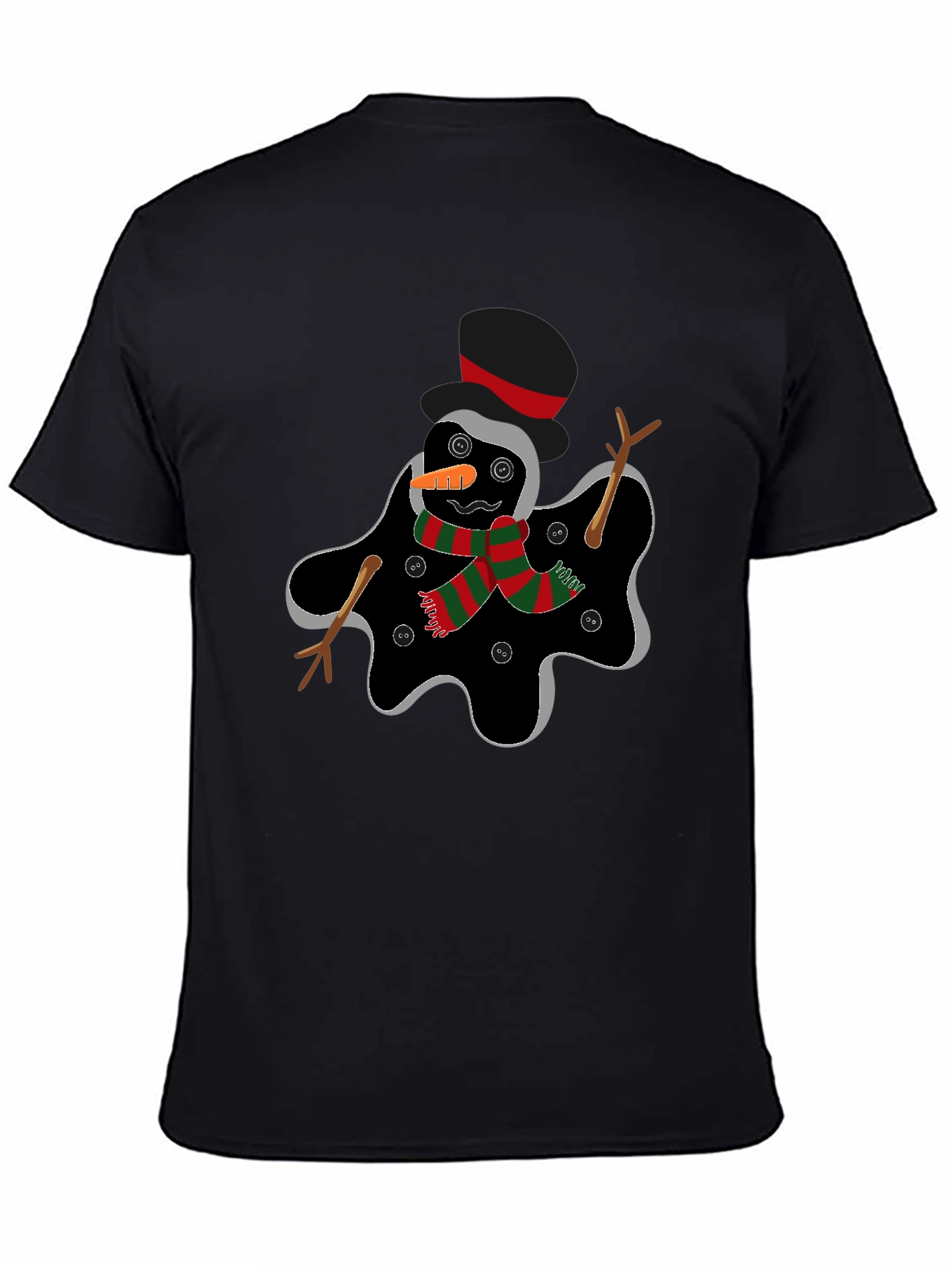 Black Melting Snowman Graphic Tee - Funny Holiday Shirt view 4