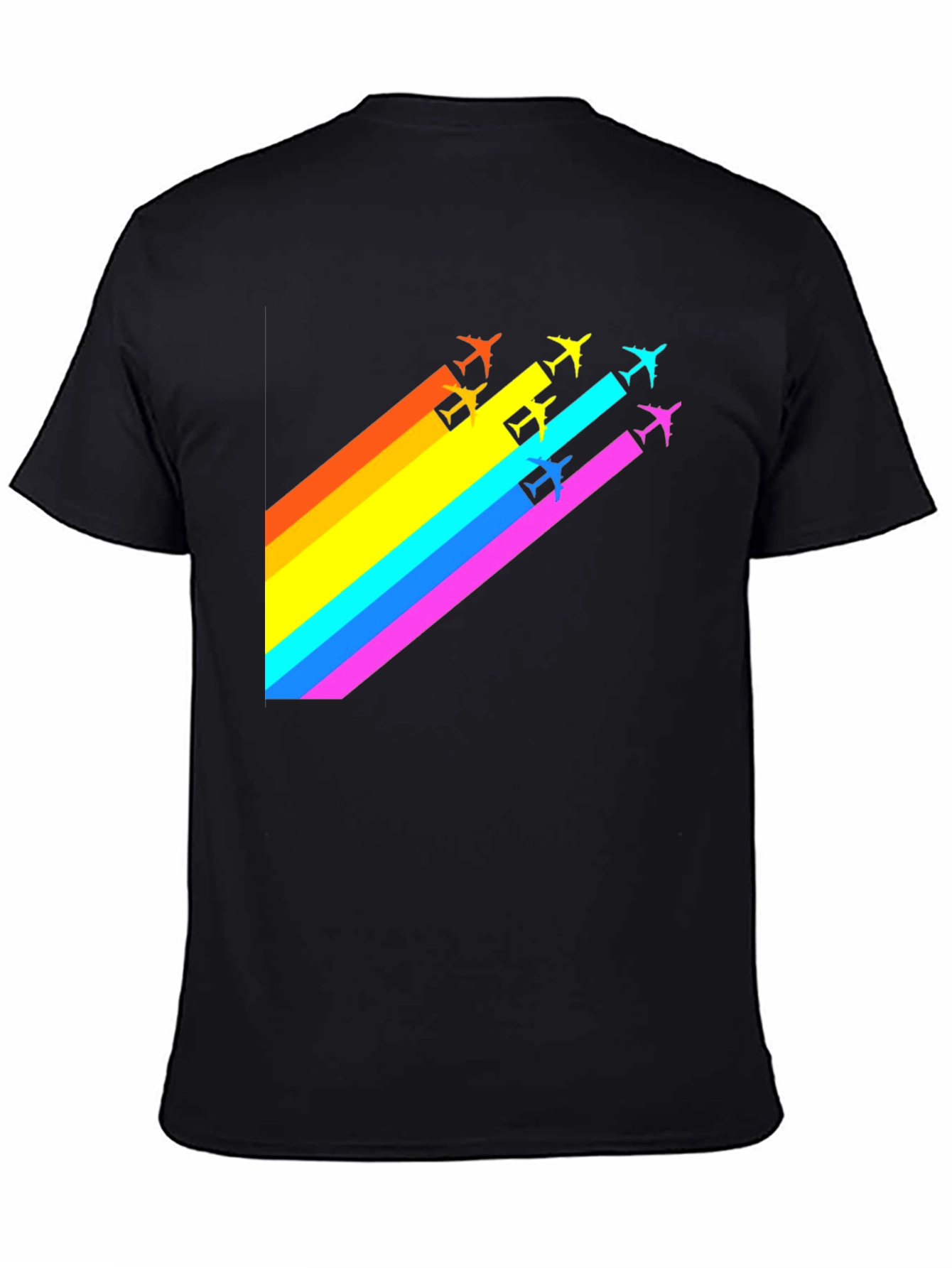 Black Rainbow Airplane Trail Graphic T-Shirt view 4