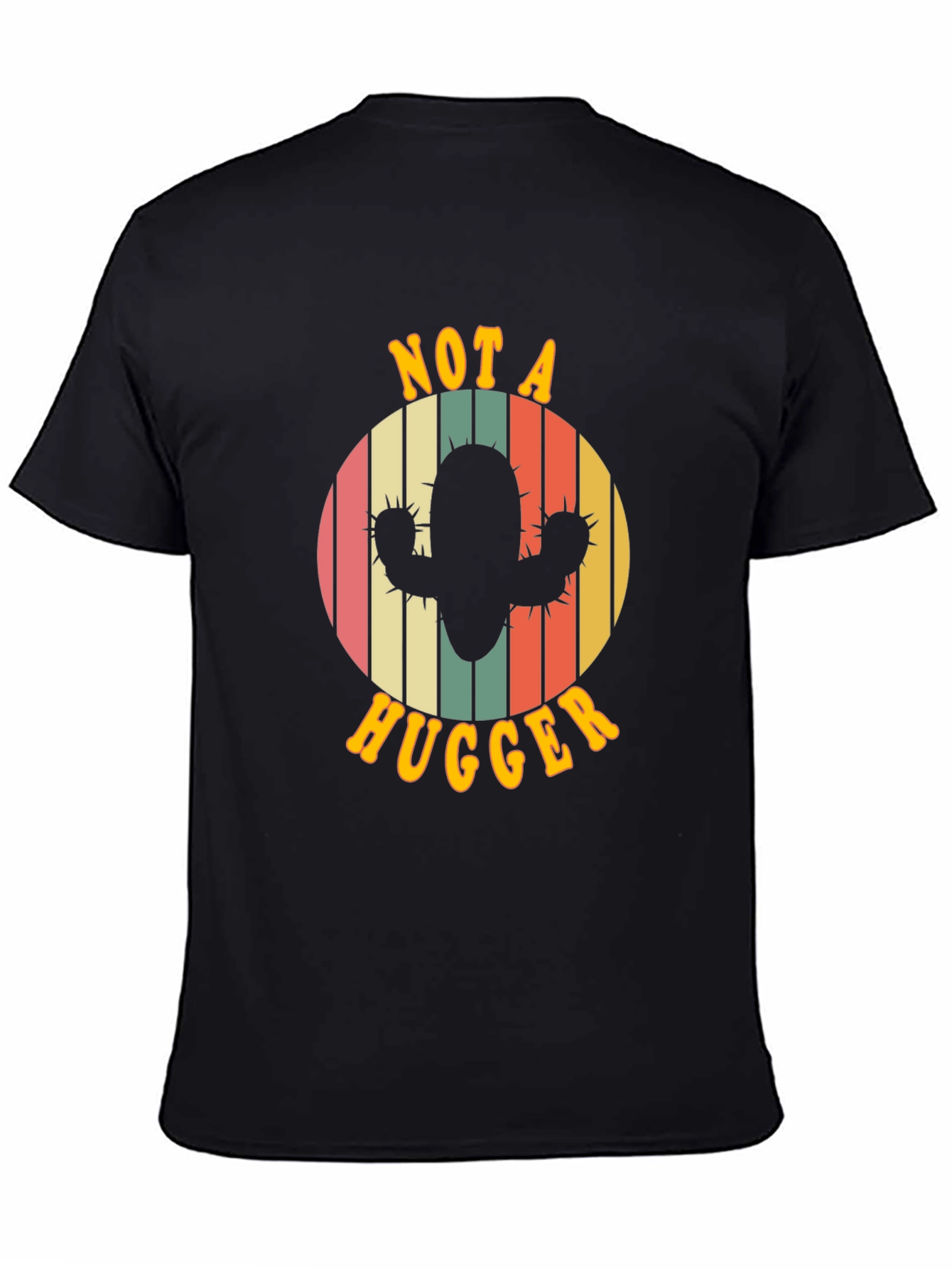 Black Not A Hugger Cactus Graphic Tee - Retro Style view 4
