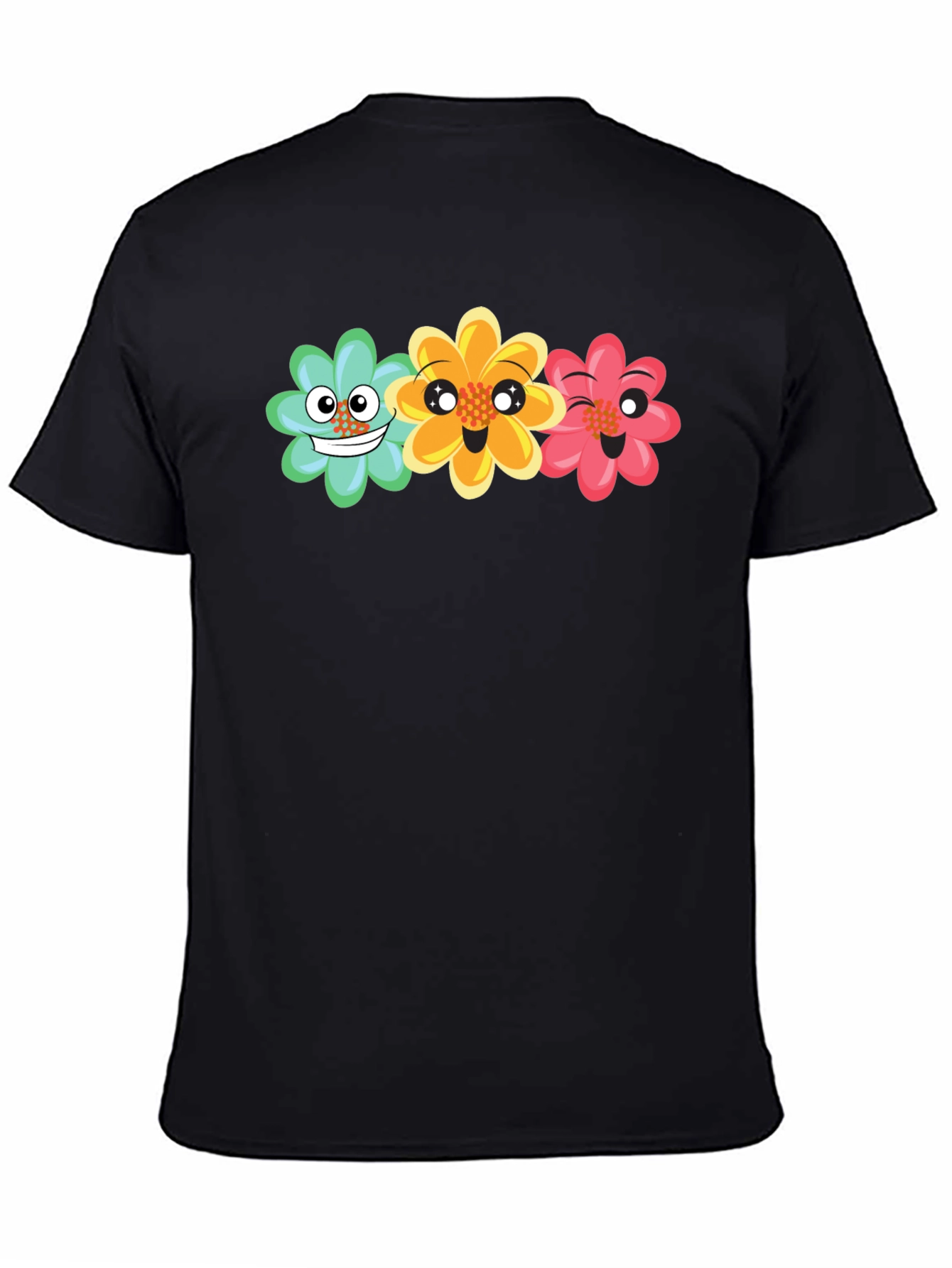 Black Fun Floral Graphic Tee - Black Unisex T-Shirt view 4