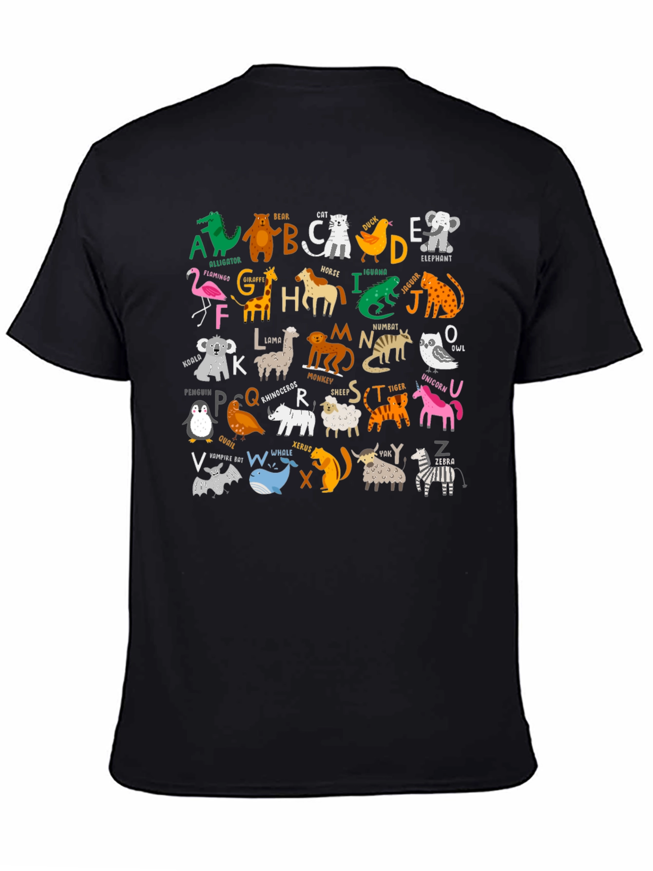Black Animal Alphabet T-Shirt - Educational & Fun view 4