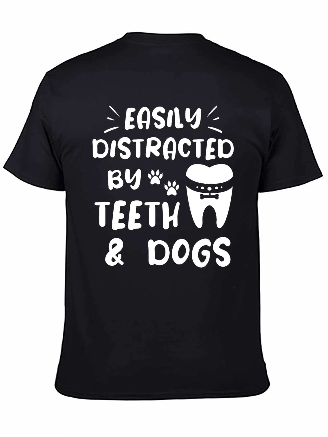 Black Easily Distracted by Teeth & Dogs T-Shirt view 4