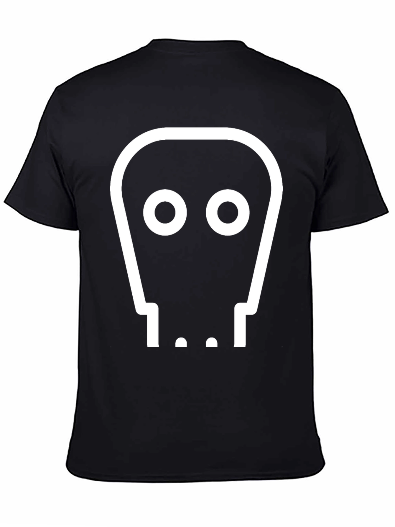 Black Minimalist Graphic Tee - Robot Face Black T-Shirt view 4