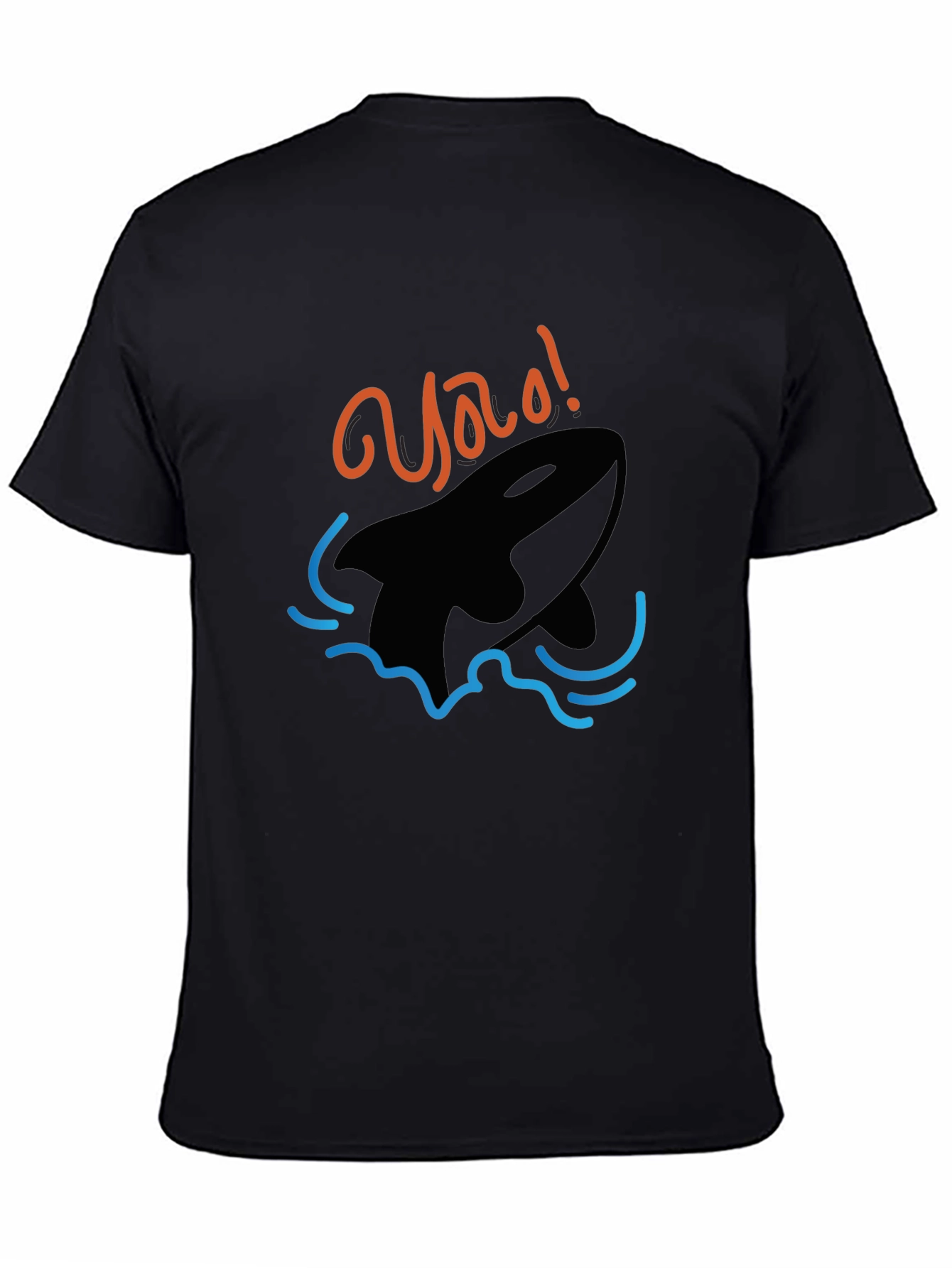 Black Orca Whale Graphic Black T-Shirt - 'Yao!' Design view 4