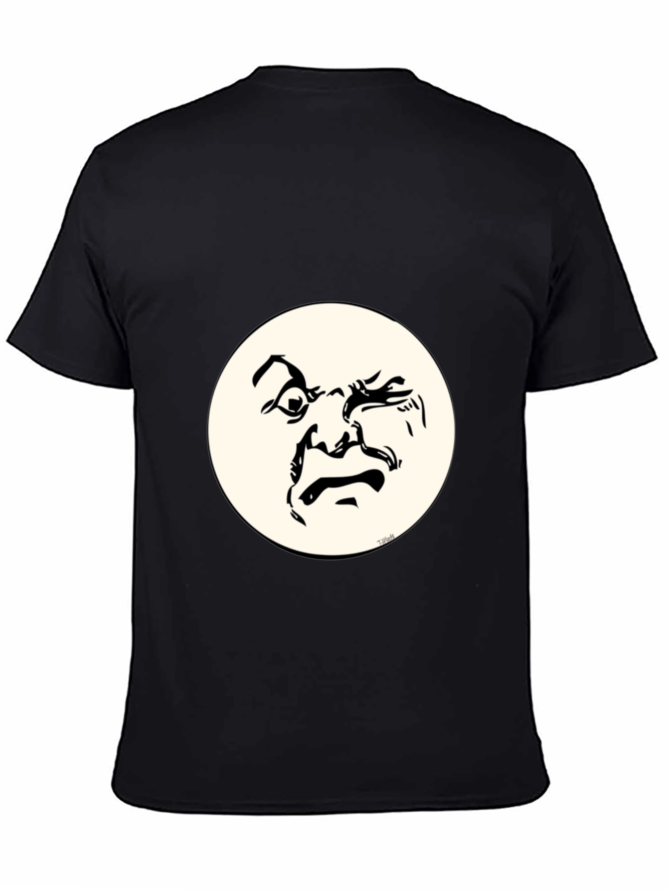 Black Funny Face Graphic T-Shirt - Crew Neck Cotton Tee view 4