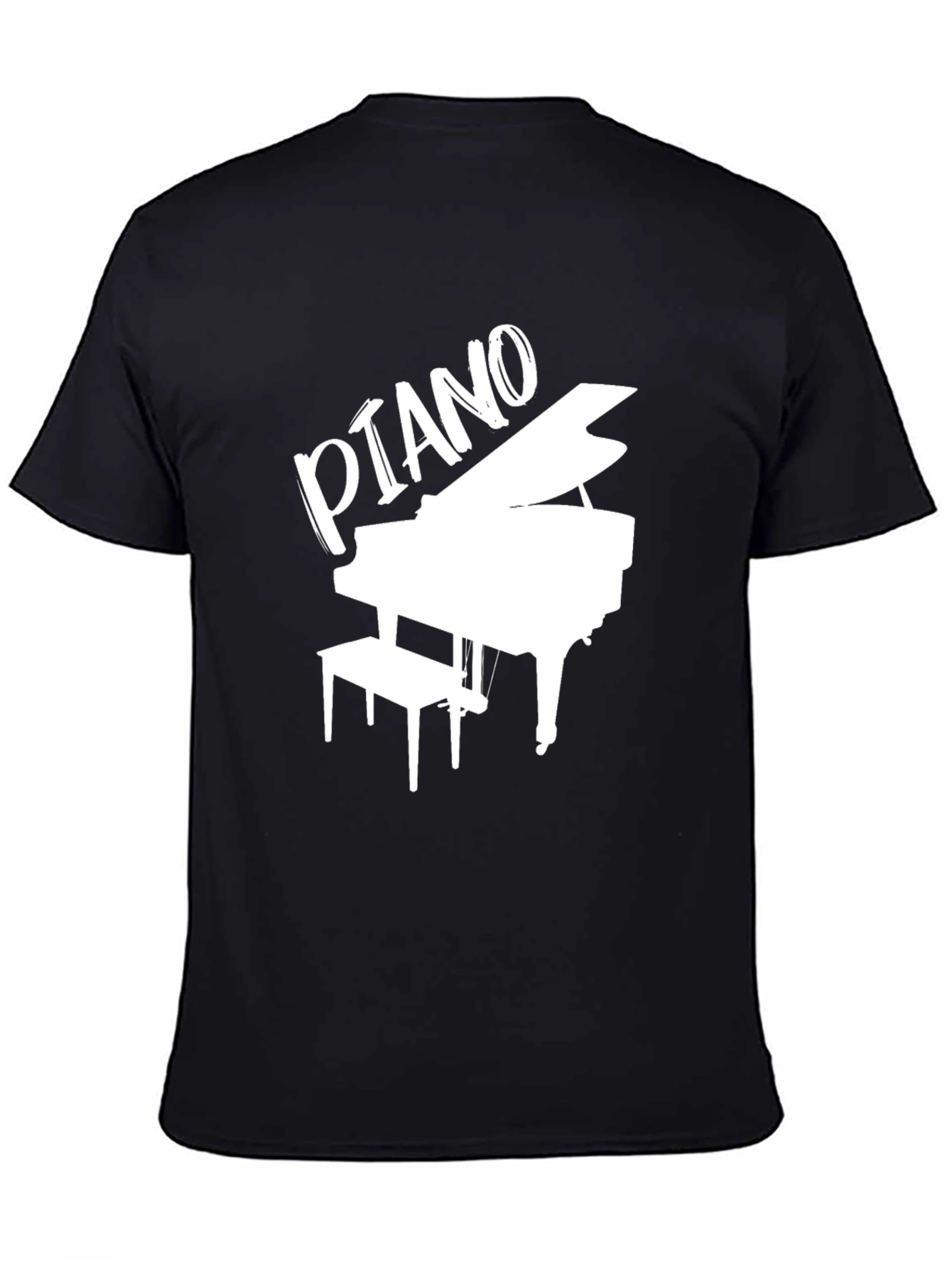 Black Piano Graphic Tee - Black Cotton T-Shirt view 4