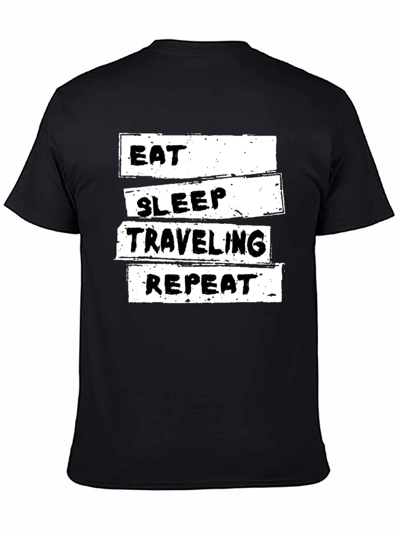Black Eat Sleep Traveling Repeat Black Graphic Tee view 4