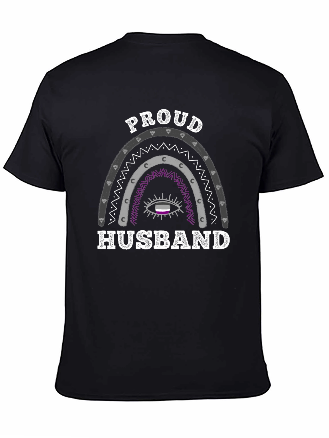 Proud Husband Asexual Pride Rainbow Graphic T-Shirt - 4