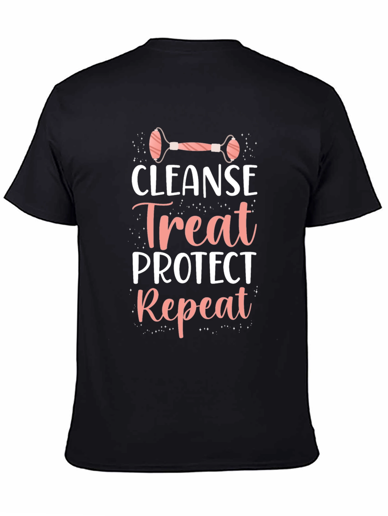 Black Cleanse Treat Protect Repeat T-Shirt - Skincare Routine view 4