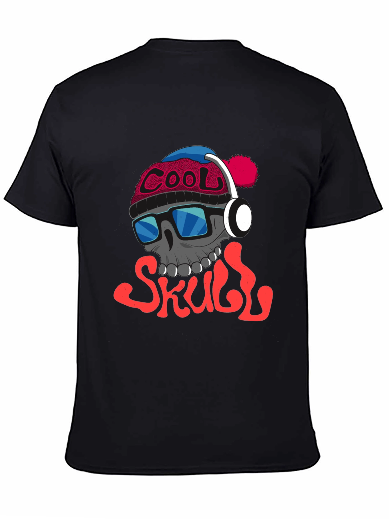 Black Cool Skull Graphic Tee - Trendy Streetwear view 4