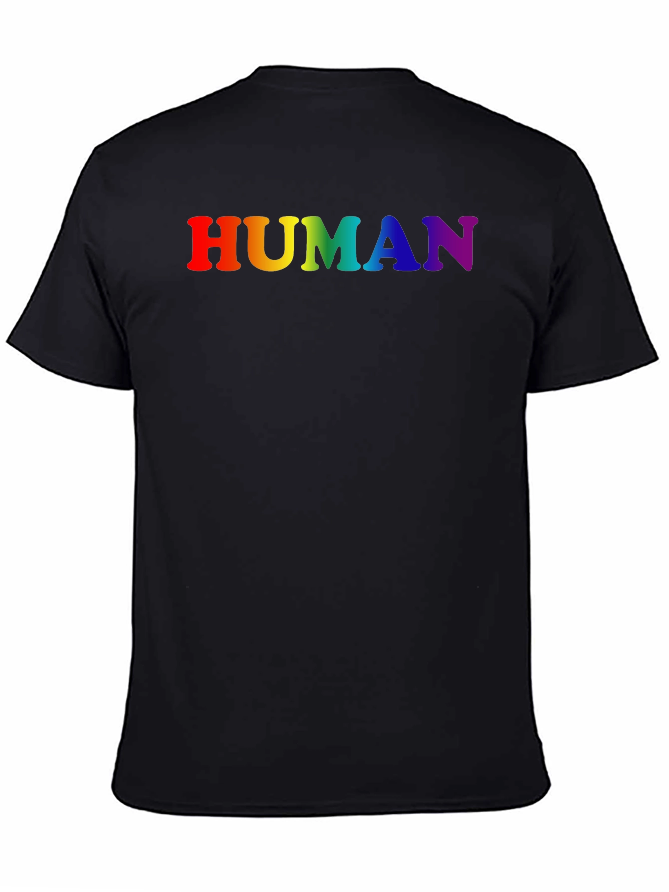 Black Rainbow HUMAN Graphic Black T-Shirt view 4