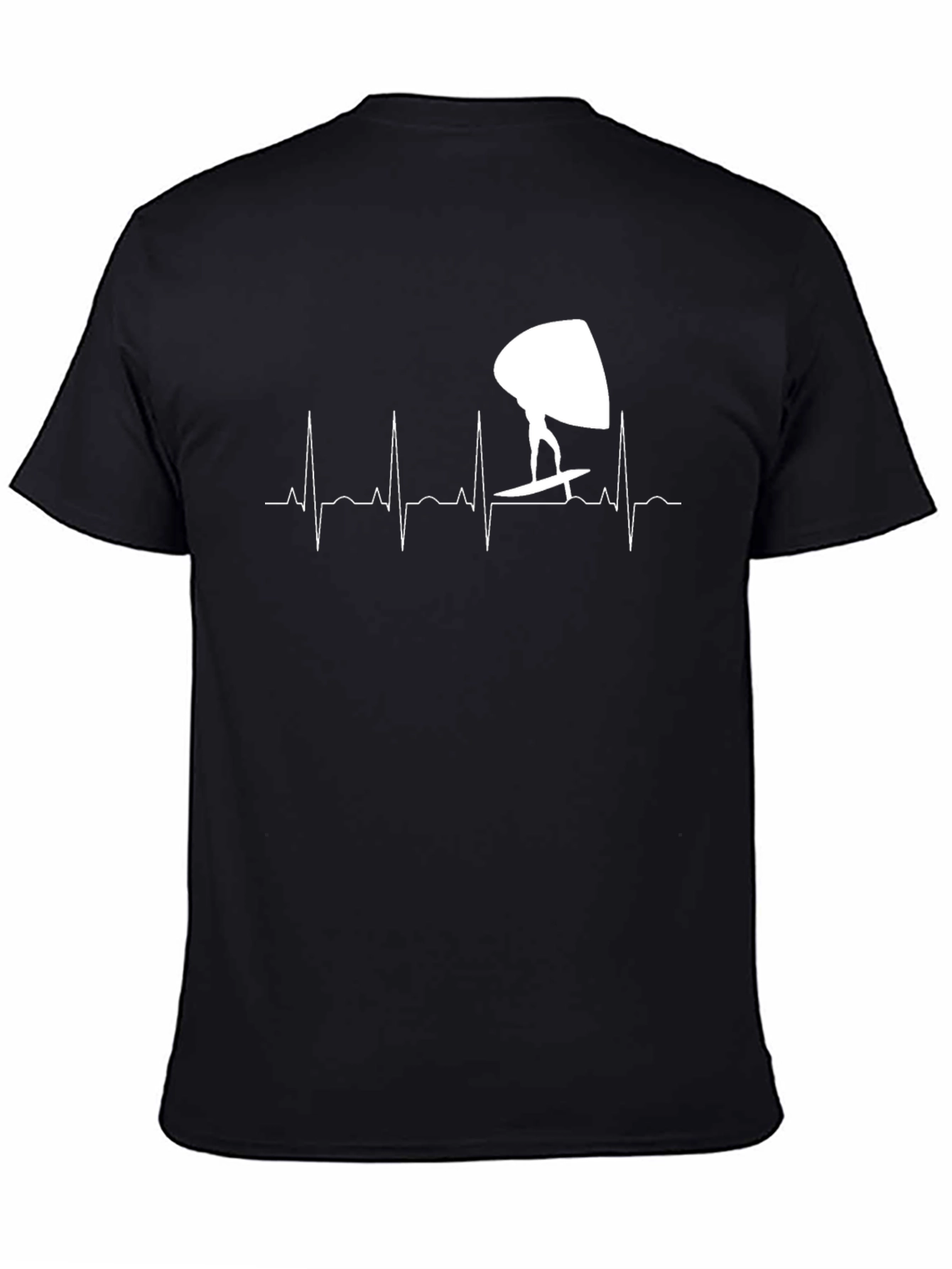 Black Windsurf Heartbeat T-Shirt - Black Surf Tee view 4