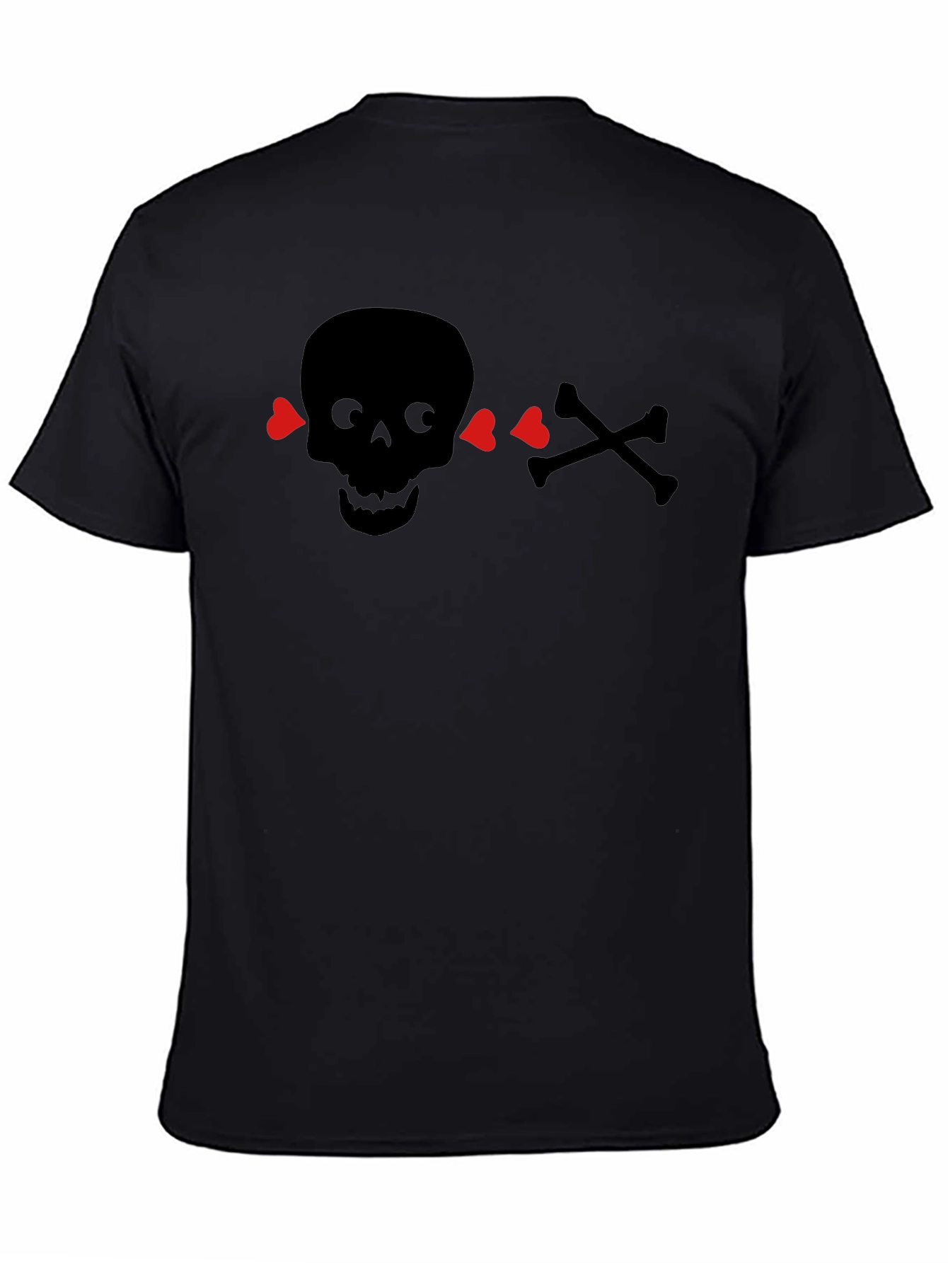Black Skull & Crossbones Heart Eyes T-Shirt - Black view 4