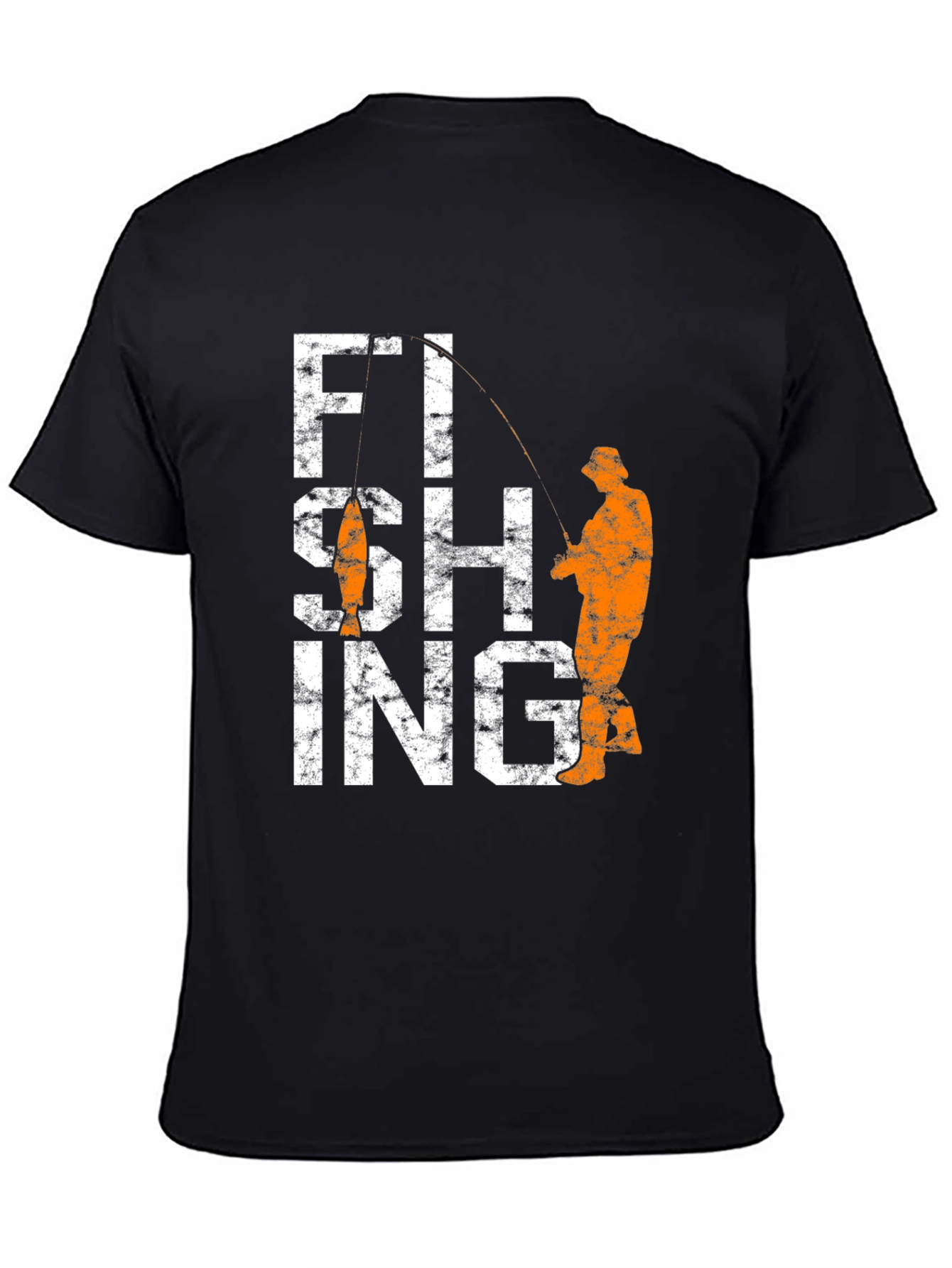 Black Fishing Graphic Tee - Black Cotton Angler T-Shirt view 4