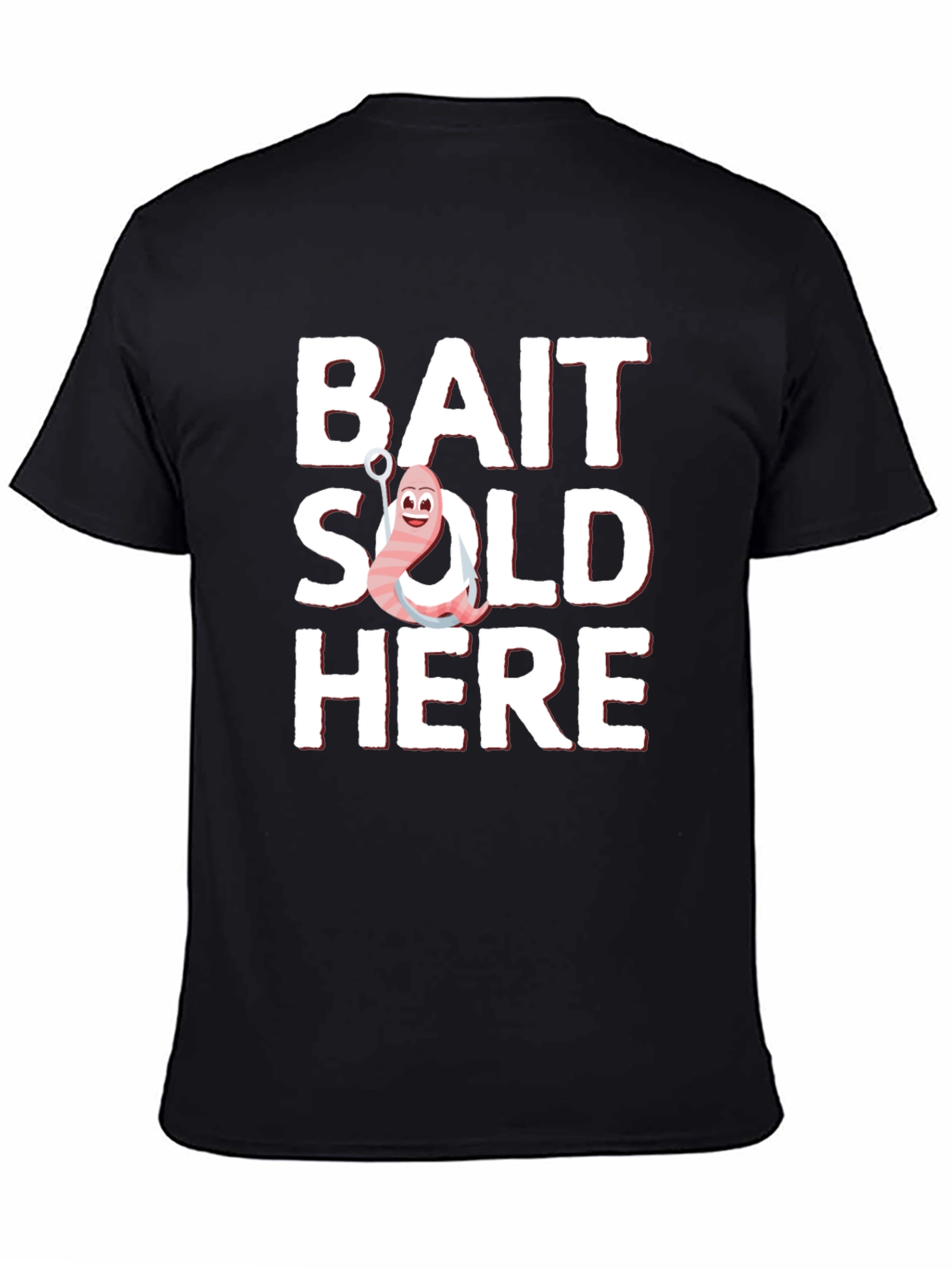 Black Bait Sold Here Graphic T-Shirt - Fishing Humor view 4