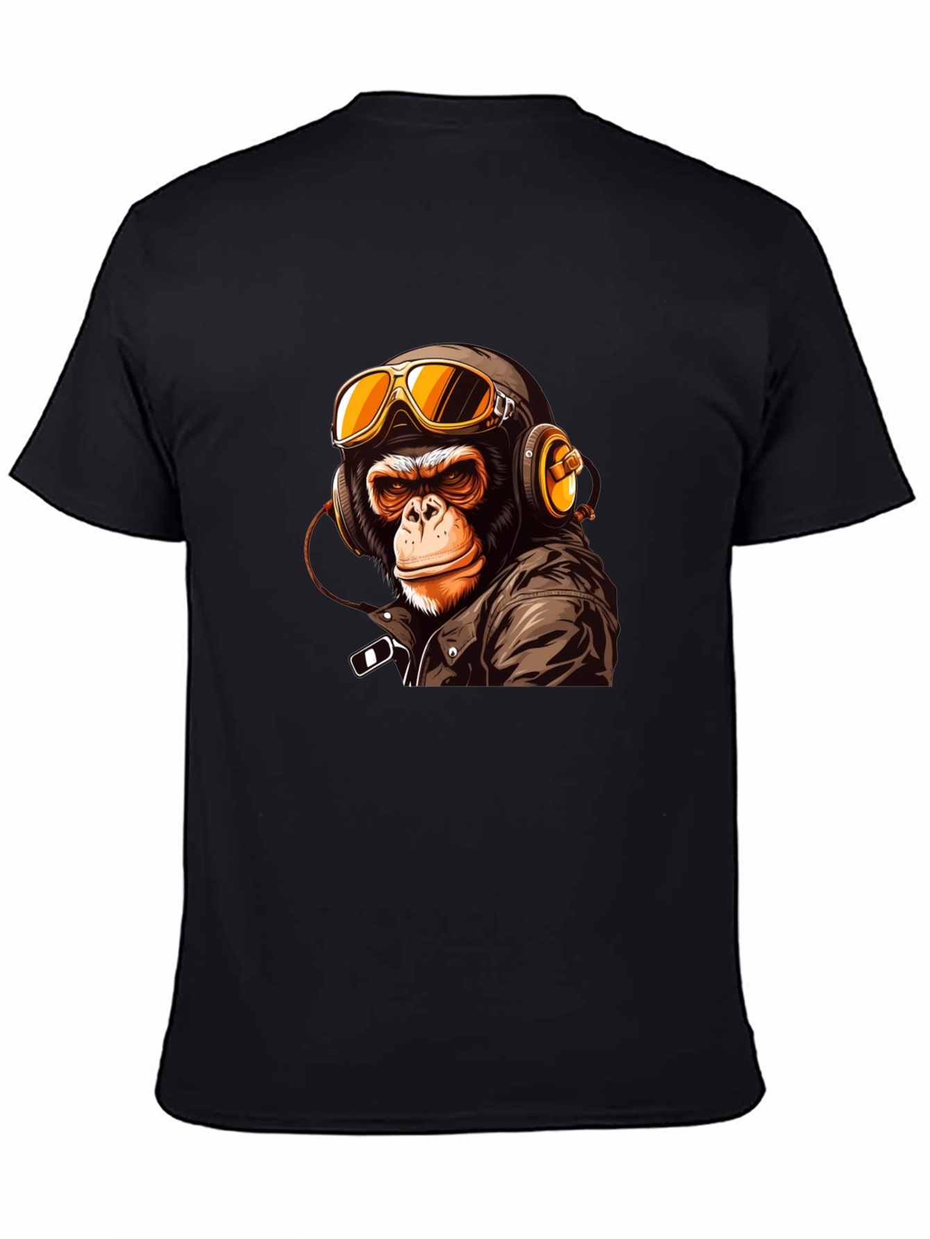 Black Cool Biker Monkey Graphic Tee - Black view 4