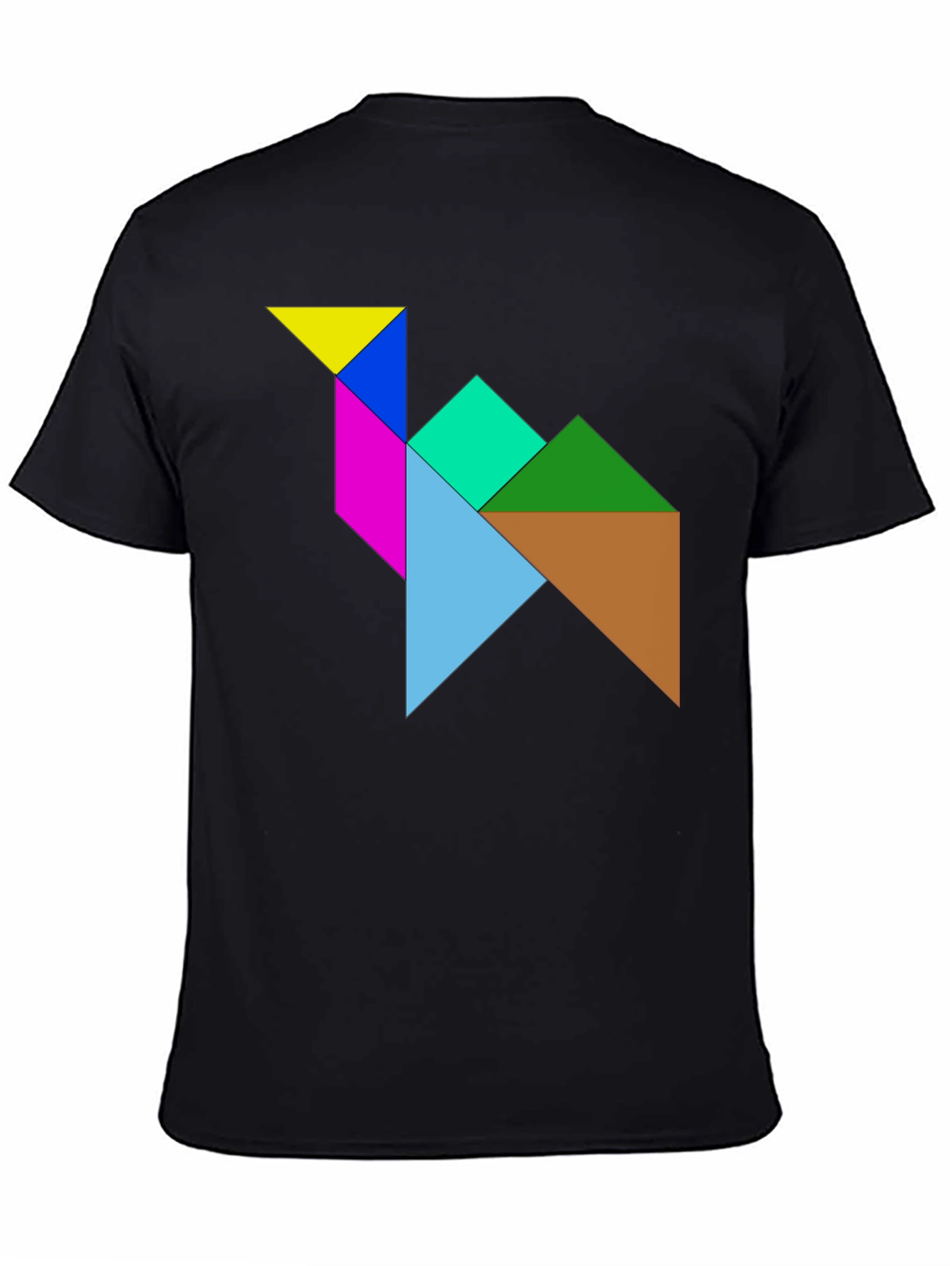 Black Tangram Camel T-Shirt - Puzzle Design Tee view 4