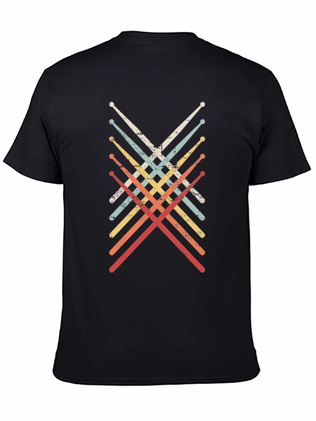 Black Retro Drumsticks T-Shirt - Musician Tee view 4