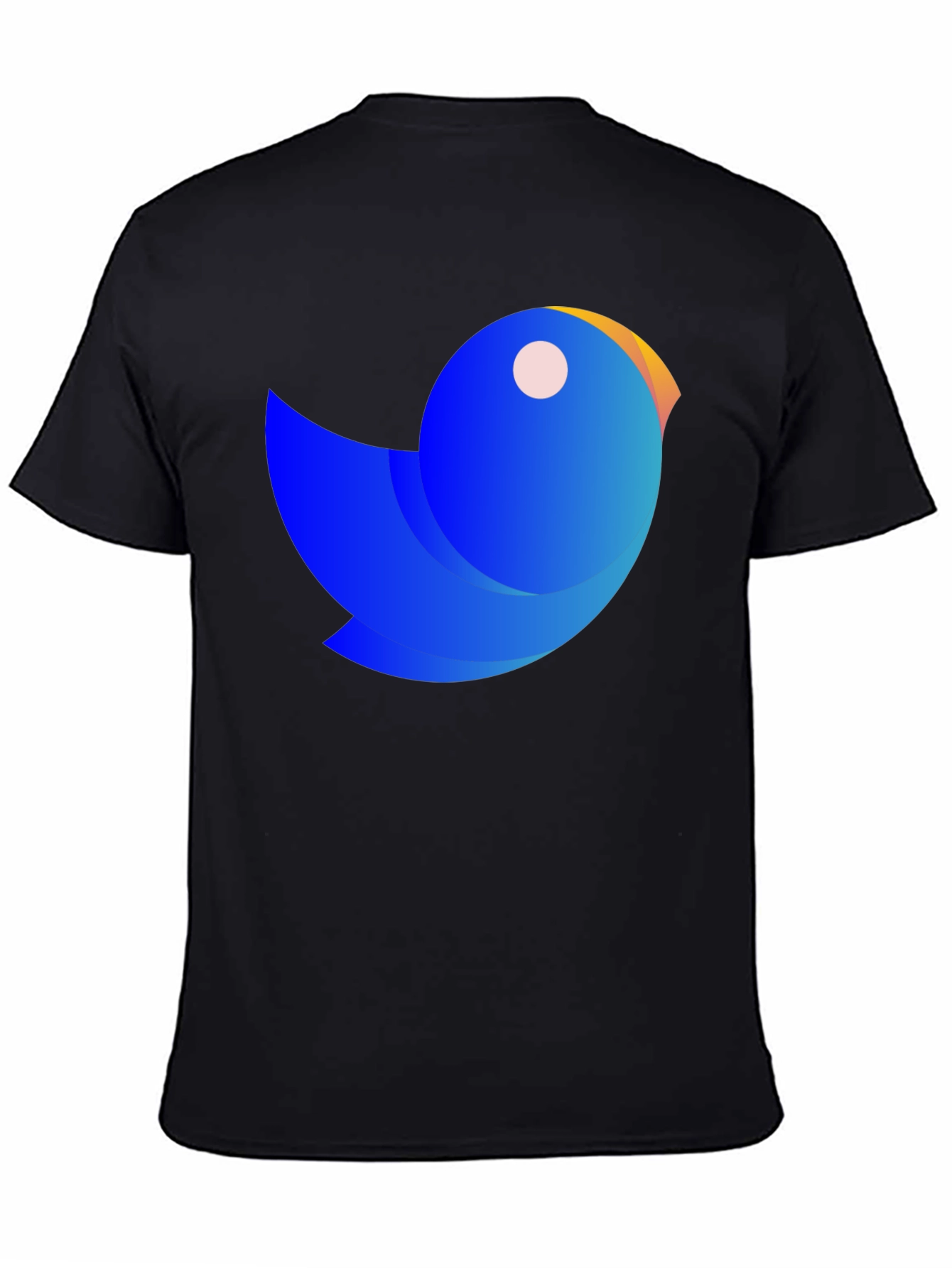 Black Abstract Blue Bird Graphic Tee - Casual Black T-Shirt view 4