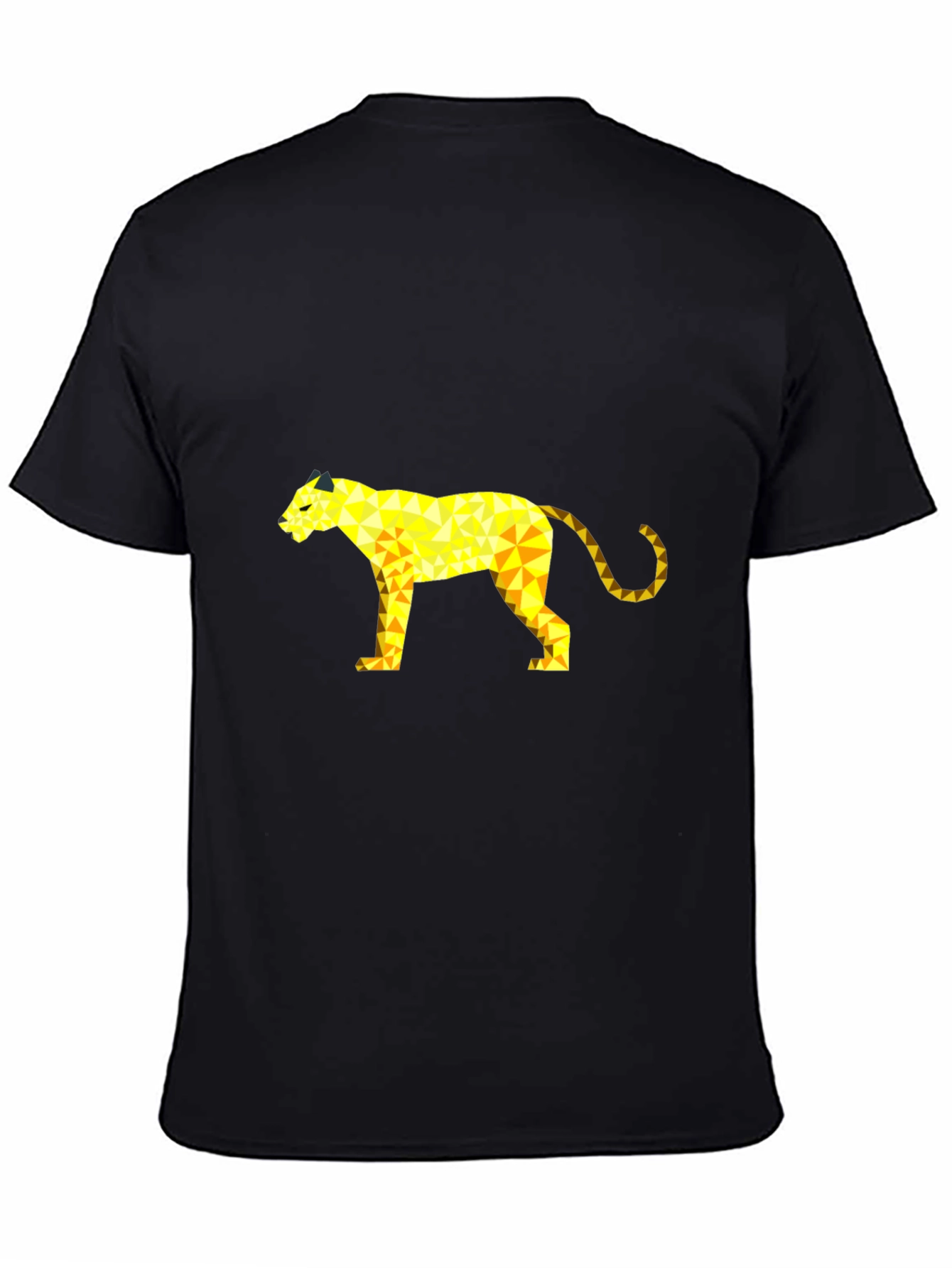 Black Geometric Panther Graphic Tee - Black view 4