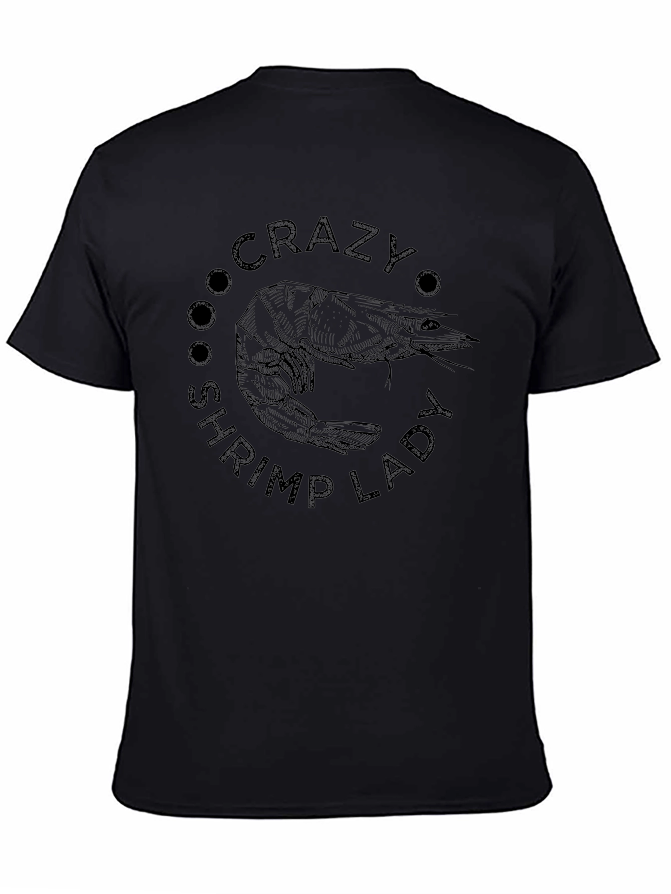 Black Crazy Shrimp Lady Black T-Shirt view 4