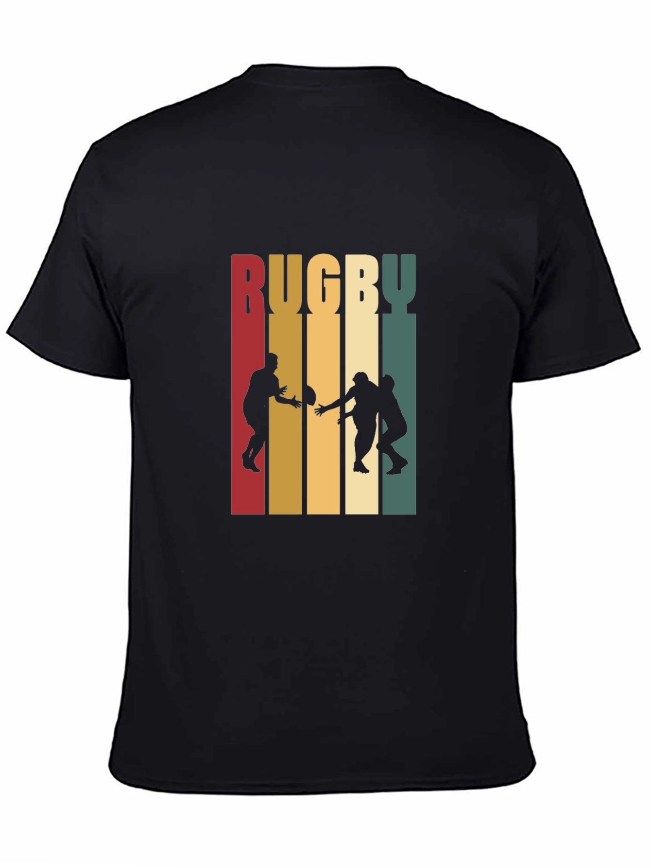Black Rugby Graphic T-Shirt | Retro Style Cotton Tee view 4