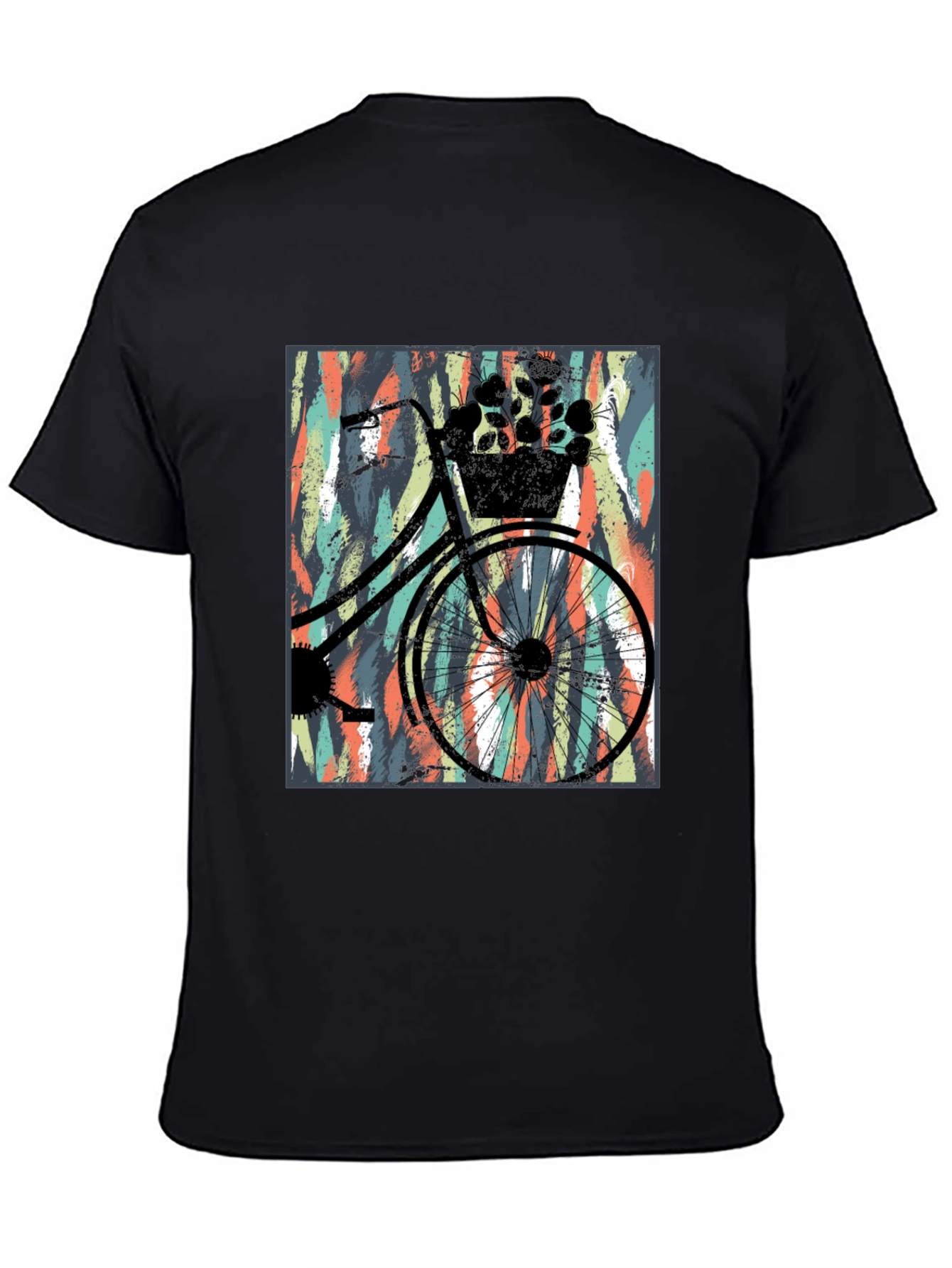 Black Stylish Black T-Shirt with Bicycle Graphic view 4
