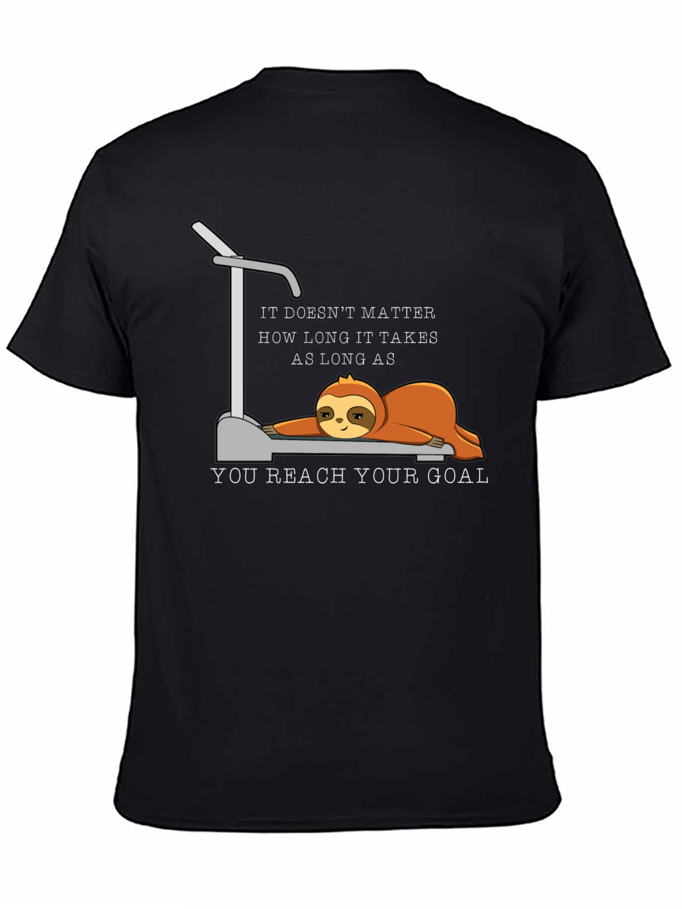 Black Sloth Treadmill Motivational T-Shirt view 4
