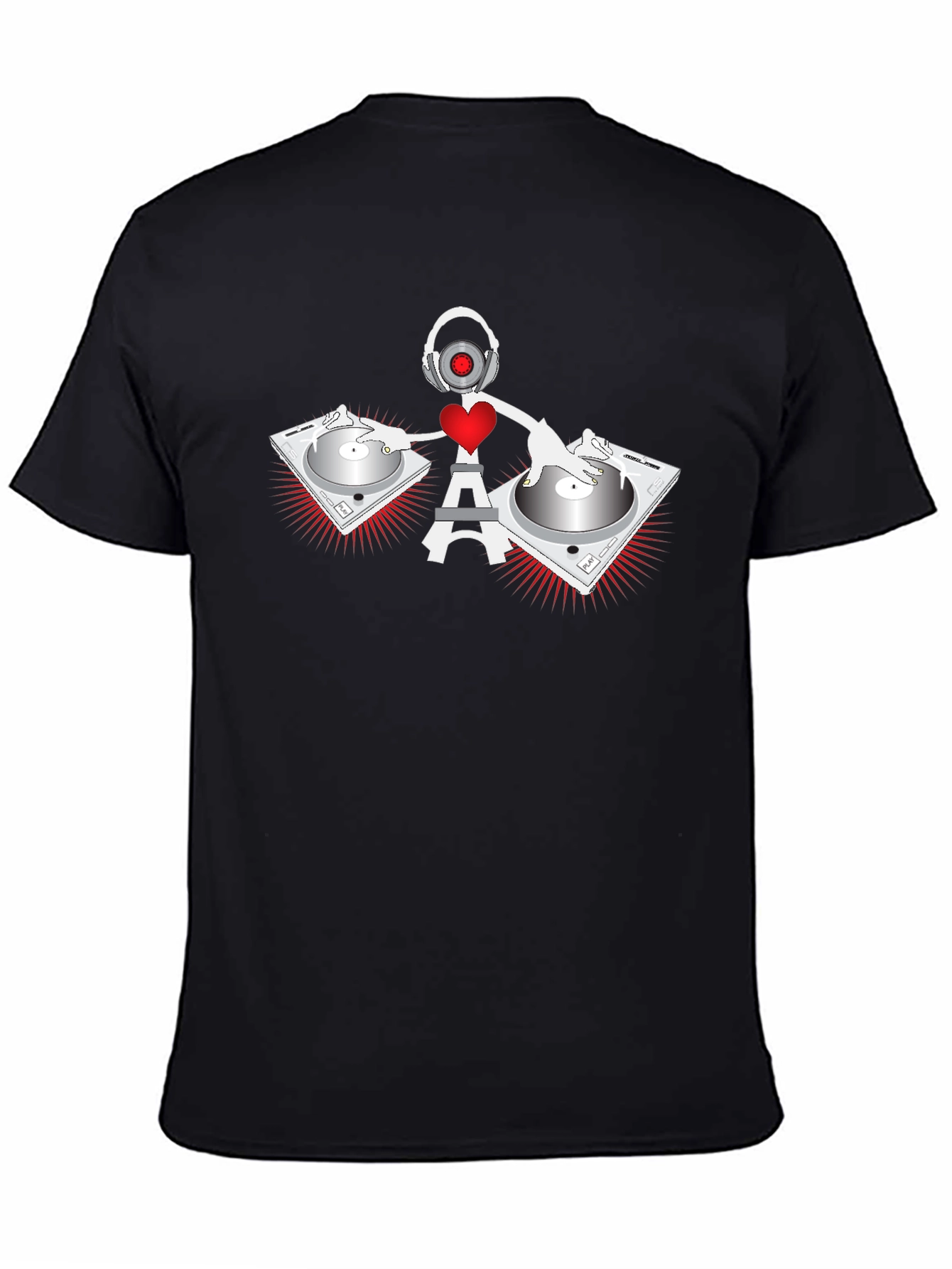 Black DJ Eiffel Tower Graphic Tee - Black view 4