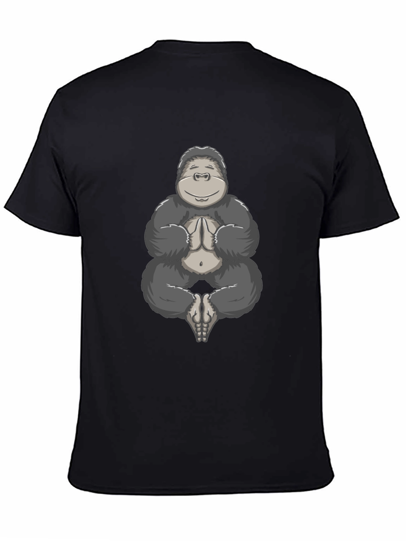 Black Zen Gorilla T-Shirt - Meditating Ape Design view 4