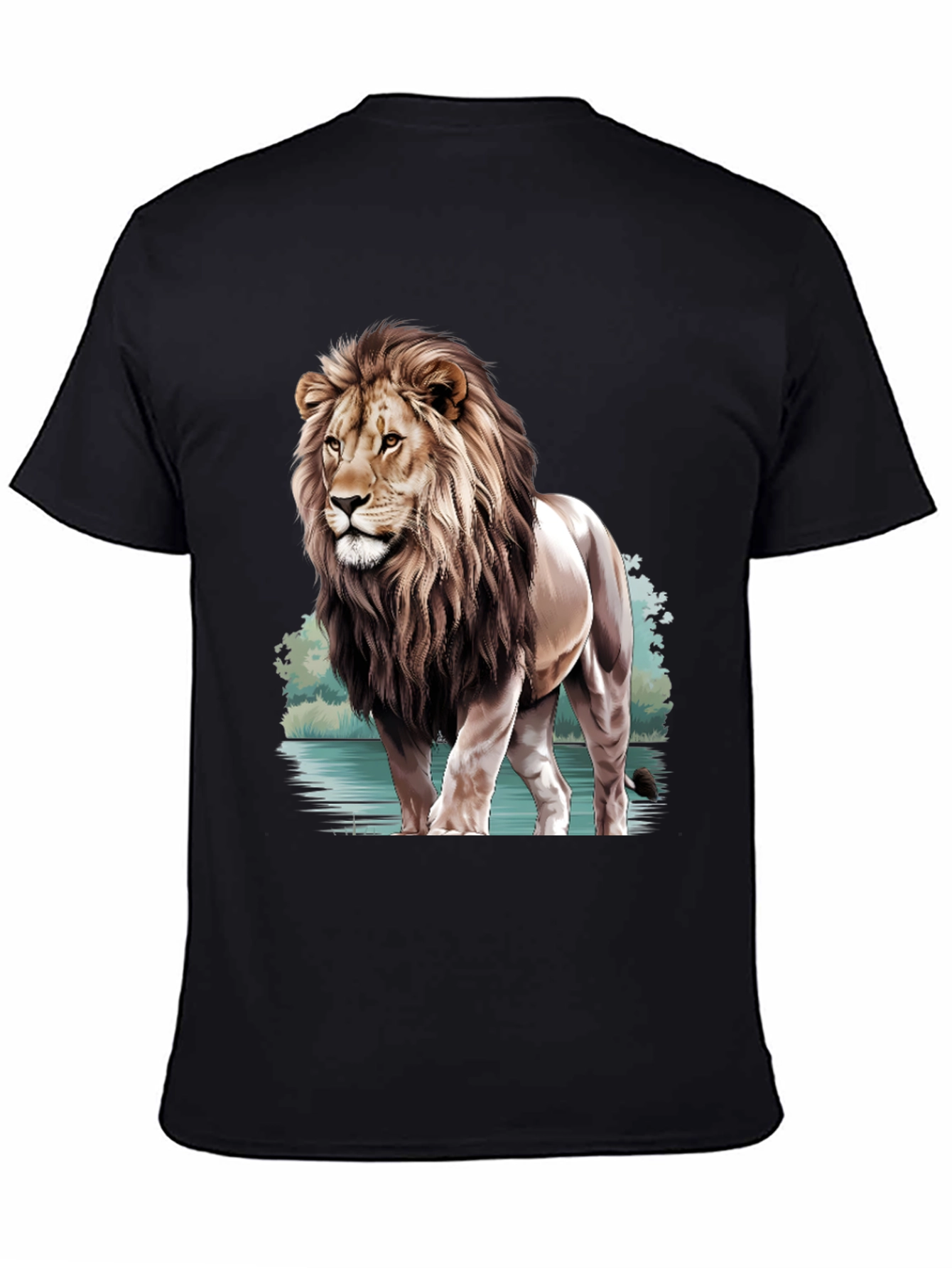 Black Lion Graphic Print Crew Neck T-Shirt view 4