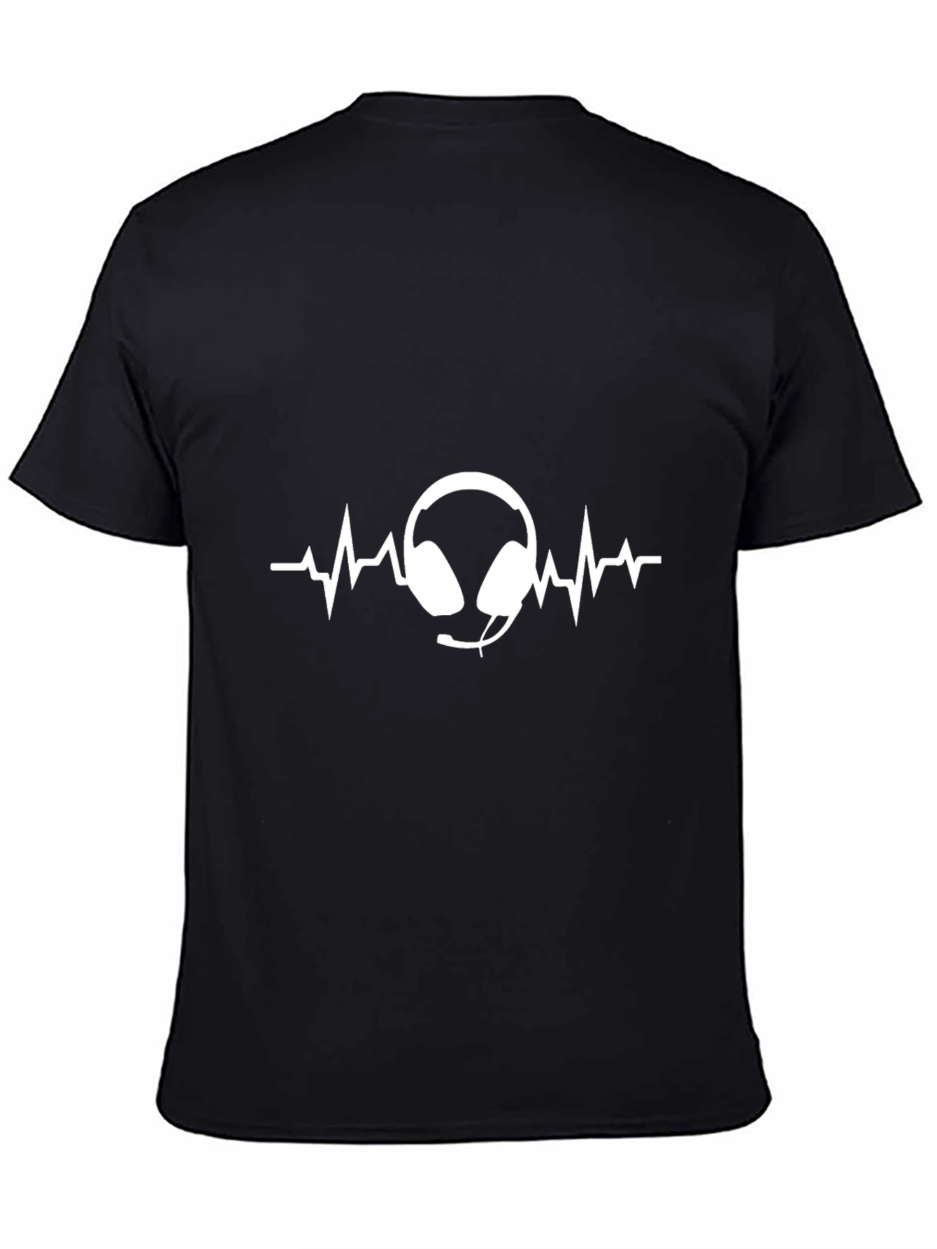 Black Headphone Heartbeat T-Shirt - Gamer Tee view 4