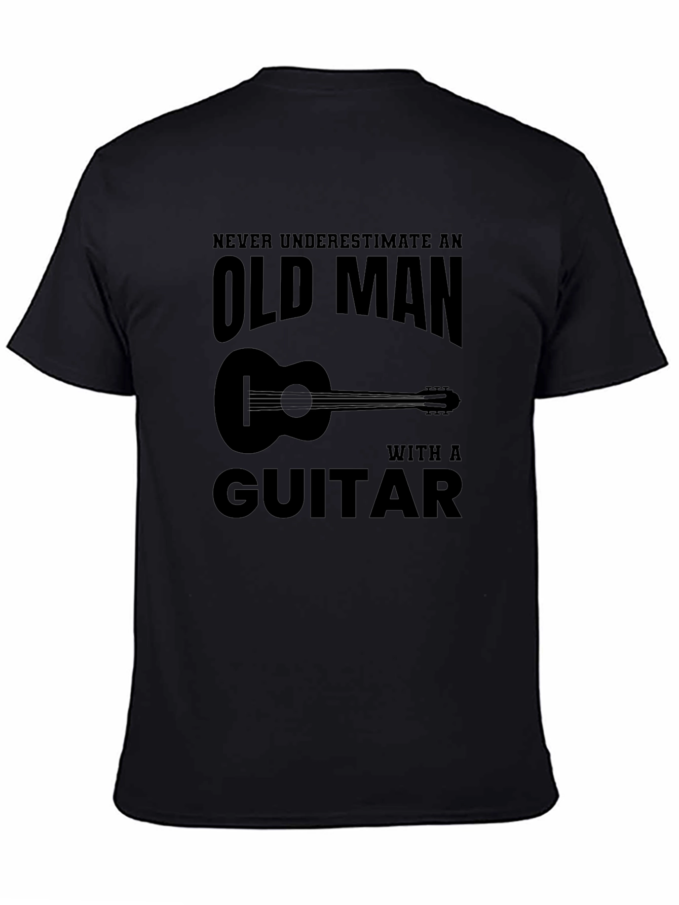 Black Old Man Guitar T-Shirt: Funny Musician Tee view 4