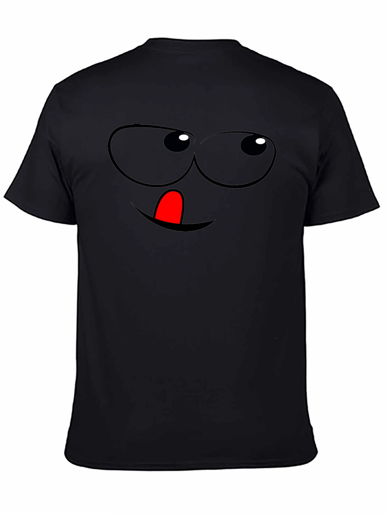 Black Funny Face Graphic Tee - Black Cotton T-Shirt view 4